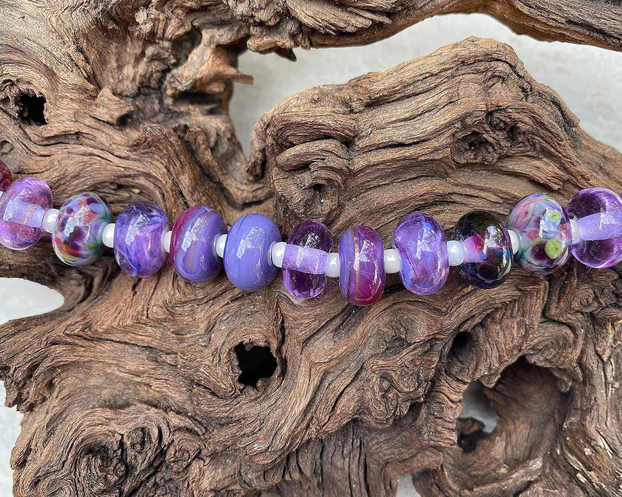 16 Purple Mixed Lampwork Beads Set SRA