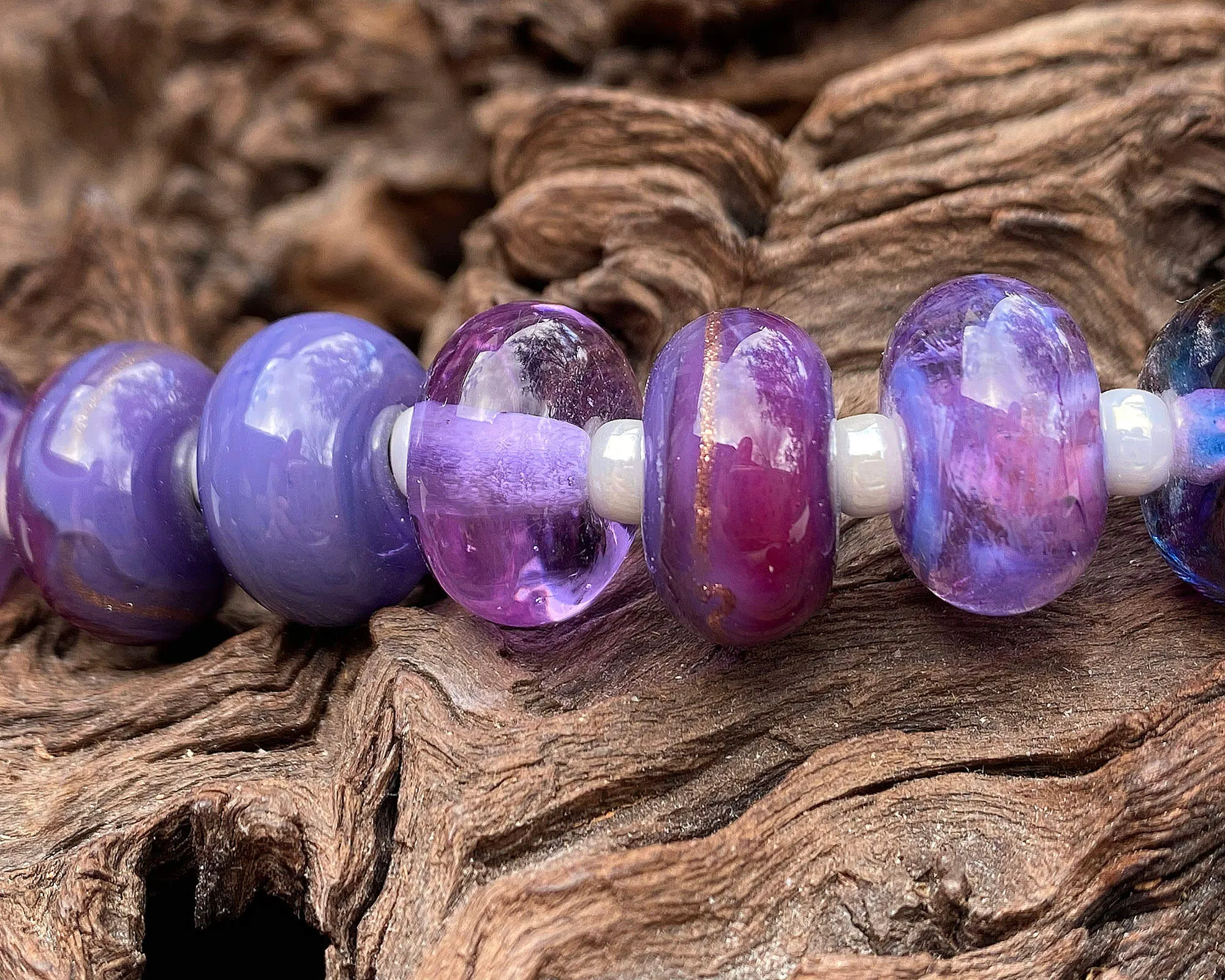 16 Purple Mixed Lampwork Beads Set SRA