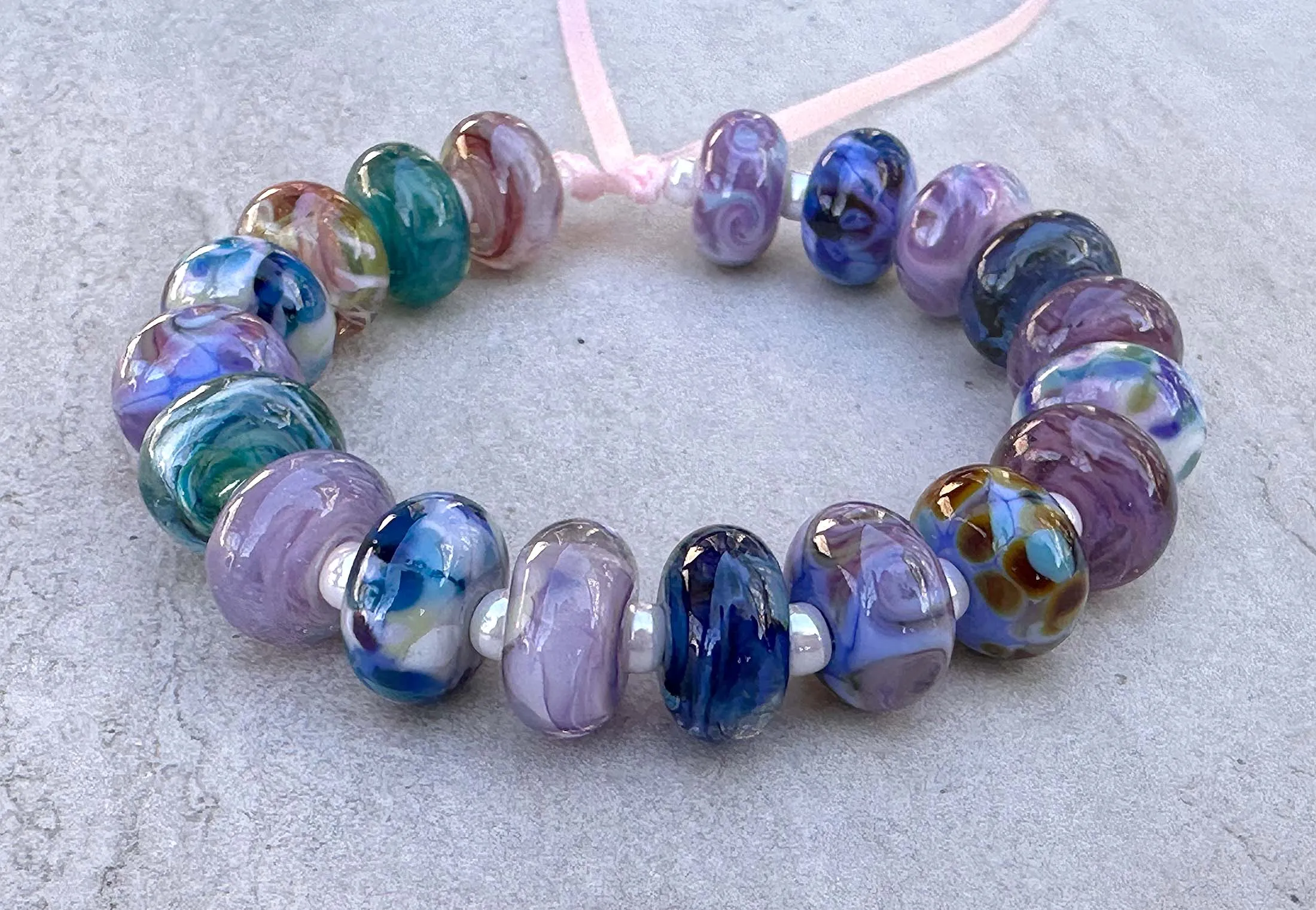 19 Purple & Blue Orphan Lampwork Beads Set SRA