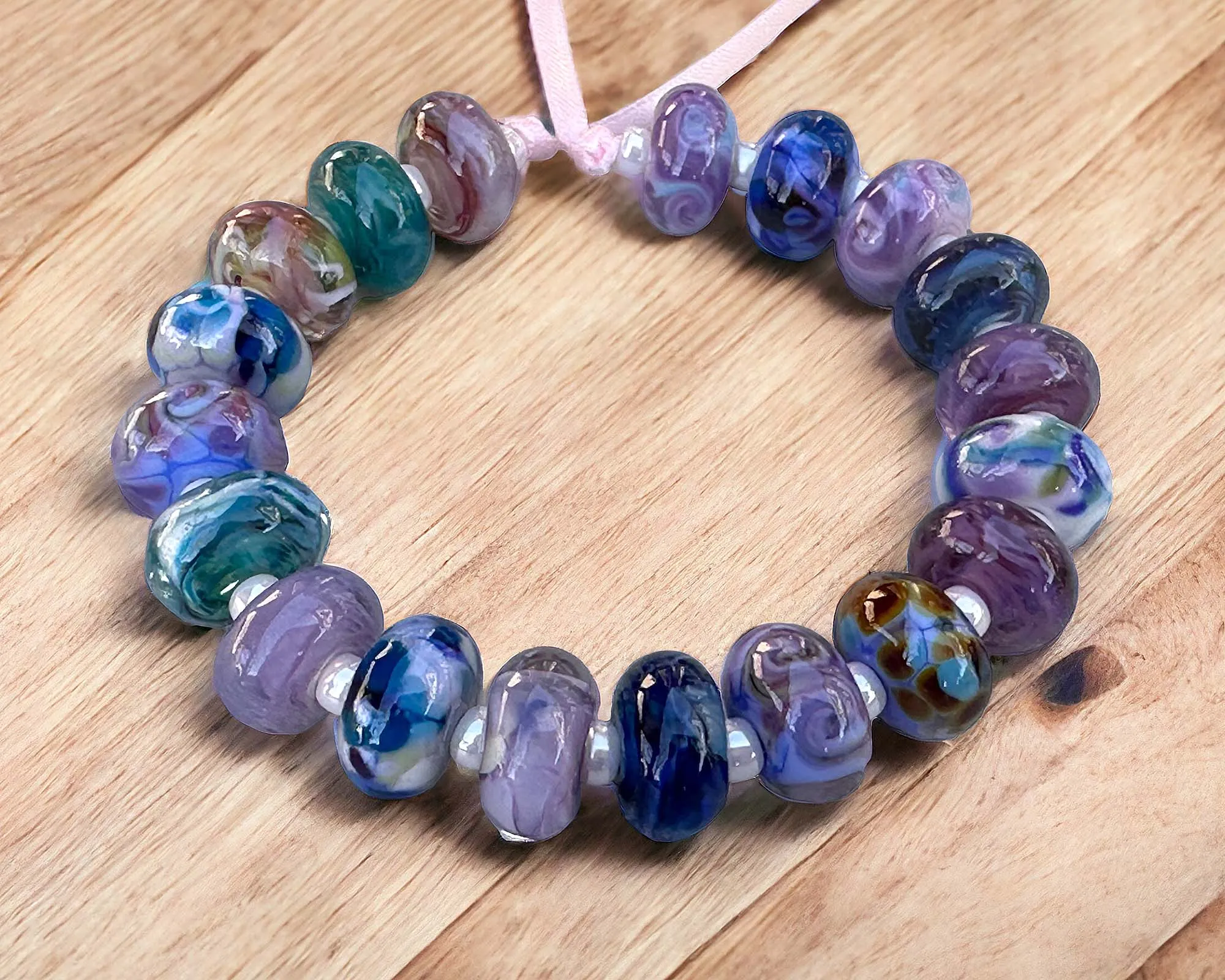 19 Purple & Blue Orphan Lampwork Beads Set SRA