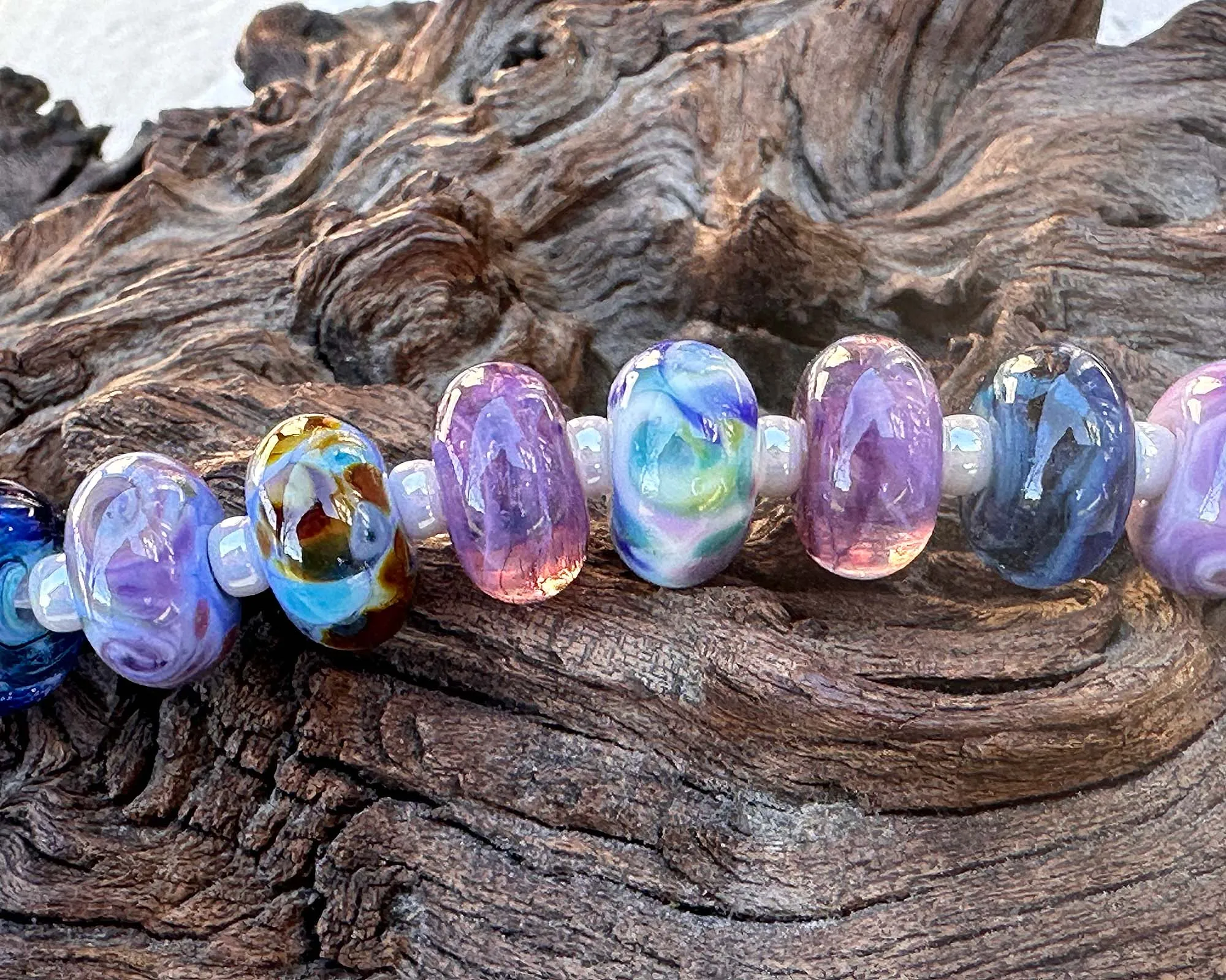 19 Purple & Blue Orphan Lampwork Beads Set SRA