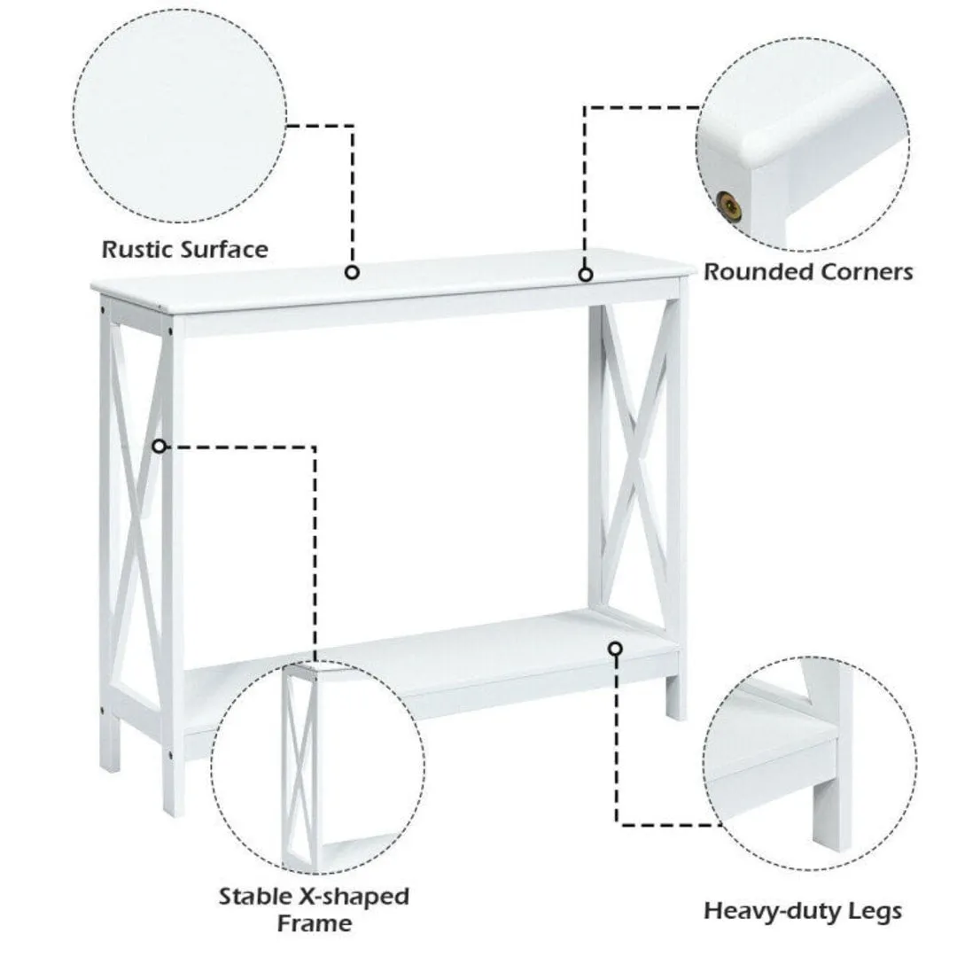 2-Tier Console X-Design Sofa Side Accent Table