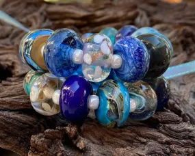 22 Blue Orphan Lampwork Bead Set SRA