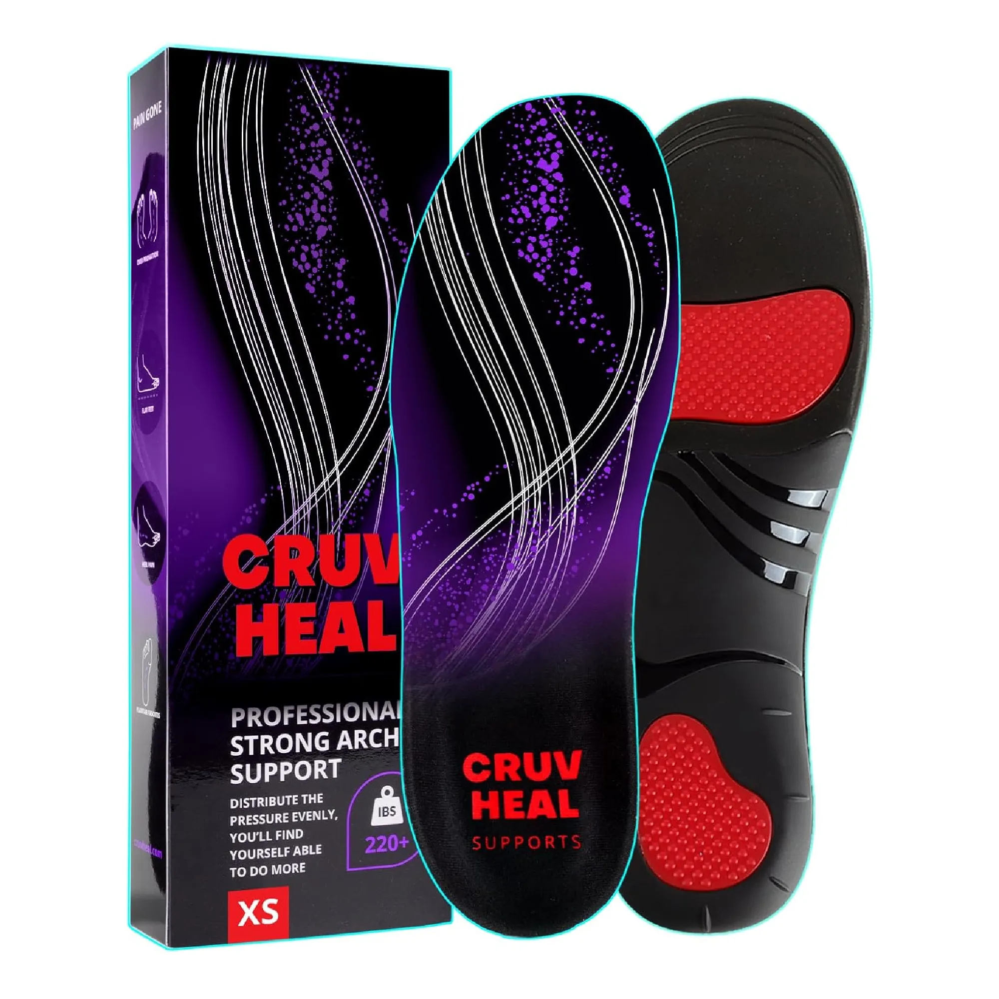 220 lbs Plantar Fasciitis High Arch Support Insoles Inserts Men Women - Boot Work Shoe Insole - Orthotic Insoles High Arch for Arch Pain(Violet)