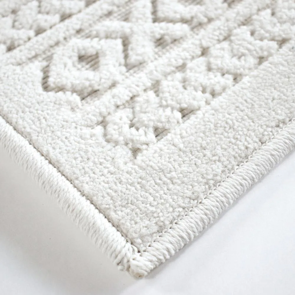 3D White Textured Luxury Area Rug