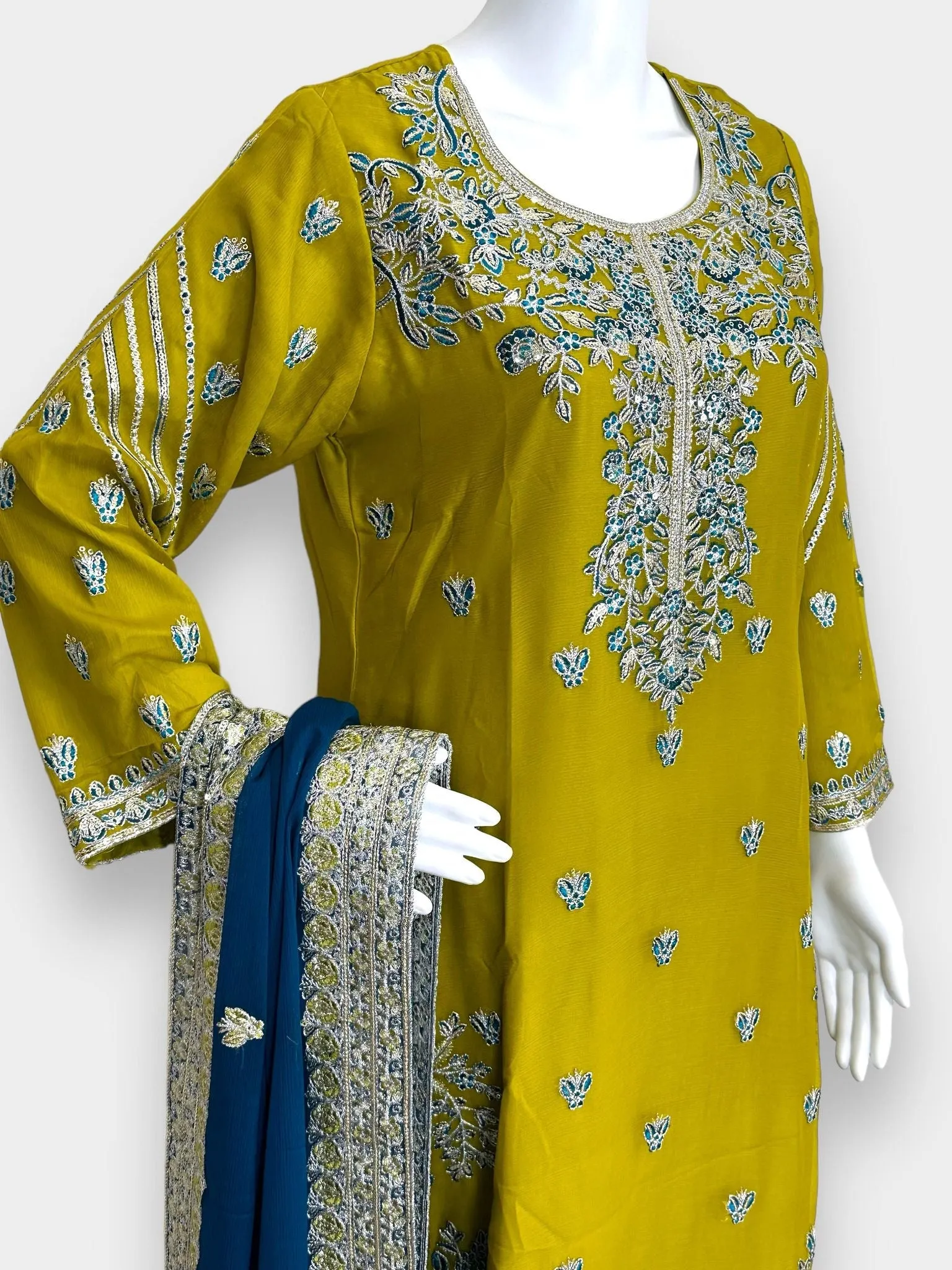 Akbar Aslam Replica Embroidered Chiffon Dress