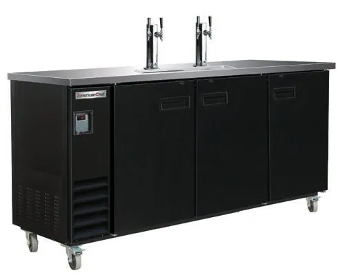 American Chef 90″ 3 Door Glass Beer Draft Cooler BBDD3-90B