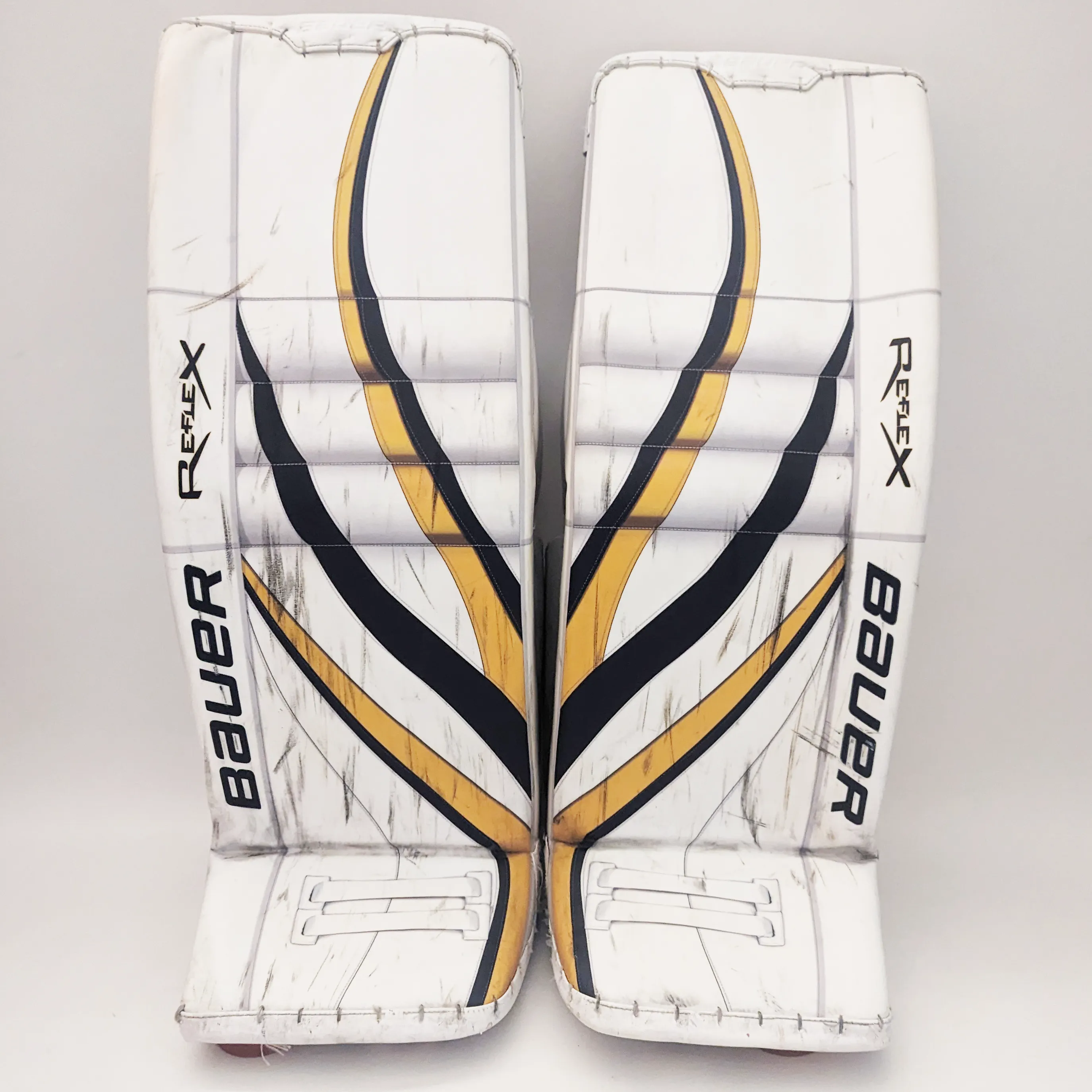 Bauer Supreme Ultrasonic - Pro Stock Goalie Pads (White/Navy/Yellow)