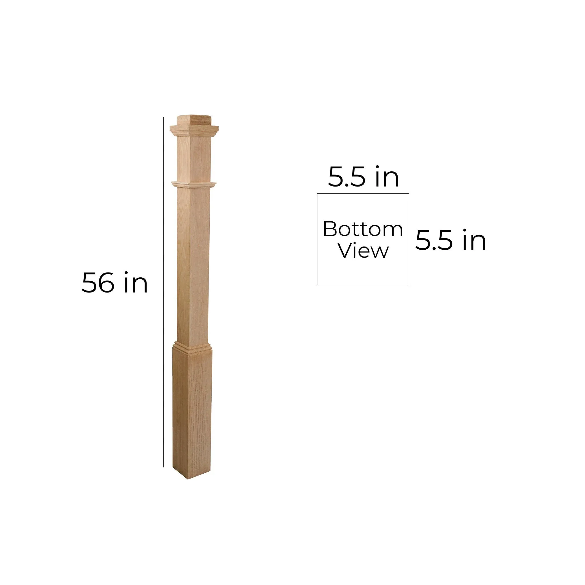 bingltd - 5.5" x 56" Unfinished Red Oak Newel Post (SP4175-RO-UNF)