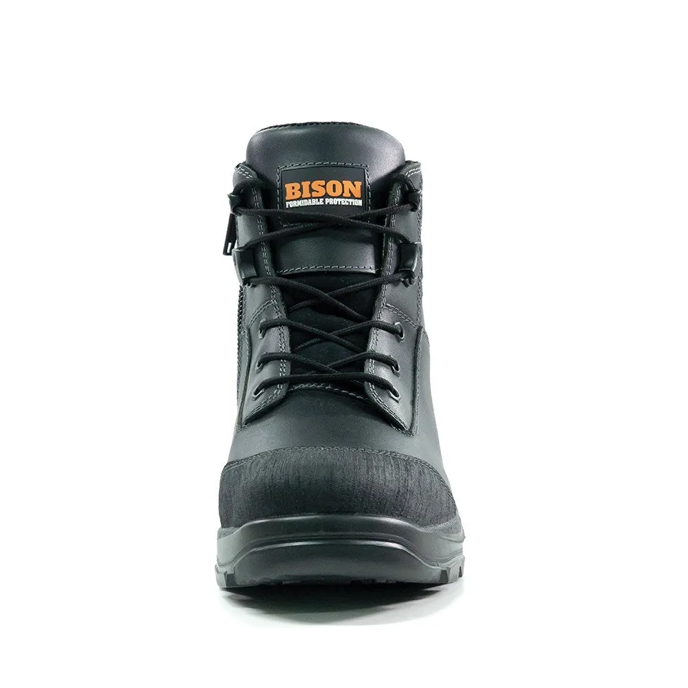 Bison Tor Lace Up Zip Sided Safety Boots (Black) TORBK