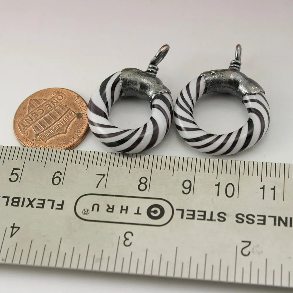 Black and White Twist Circle Pair with Copper Electroforming