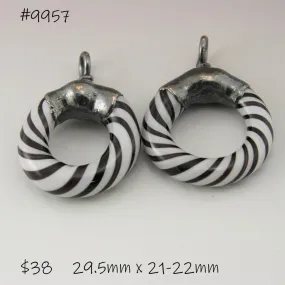 Black and White Twist Circle Pair with Copper Electroforming