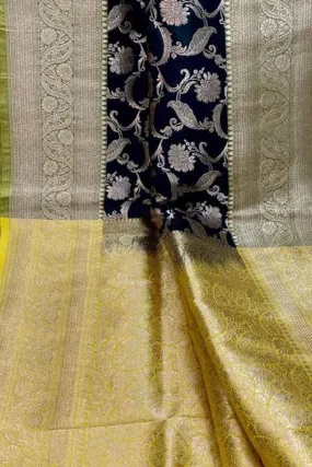 Black Banarasi Handloom Pure Katan Silk Saree