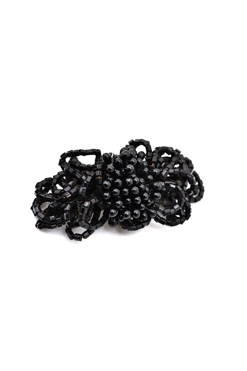 Black Beaded Vintage Shoe Clips Buckles