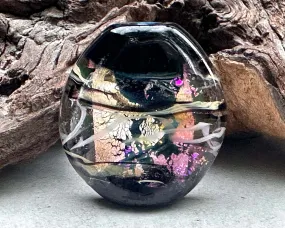 Black Dichroic Silver Lampwork Focal Bead SRA