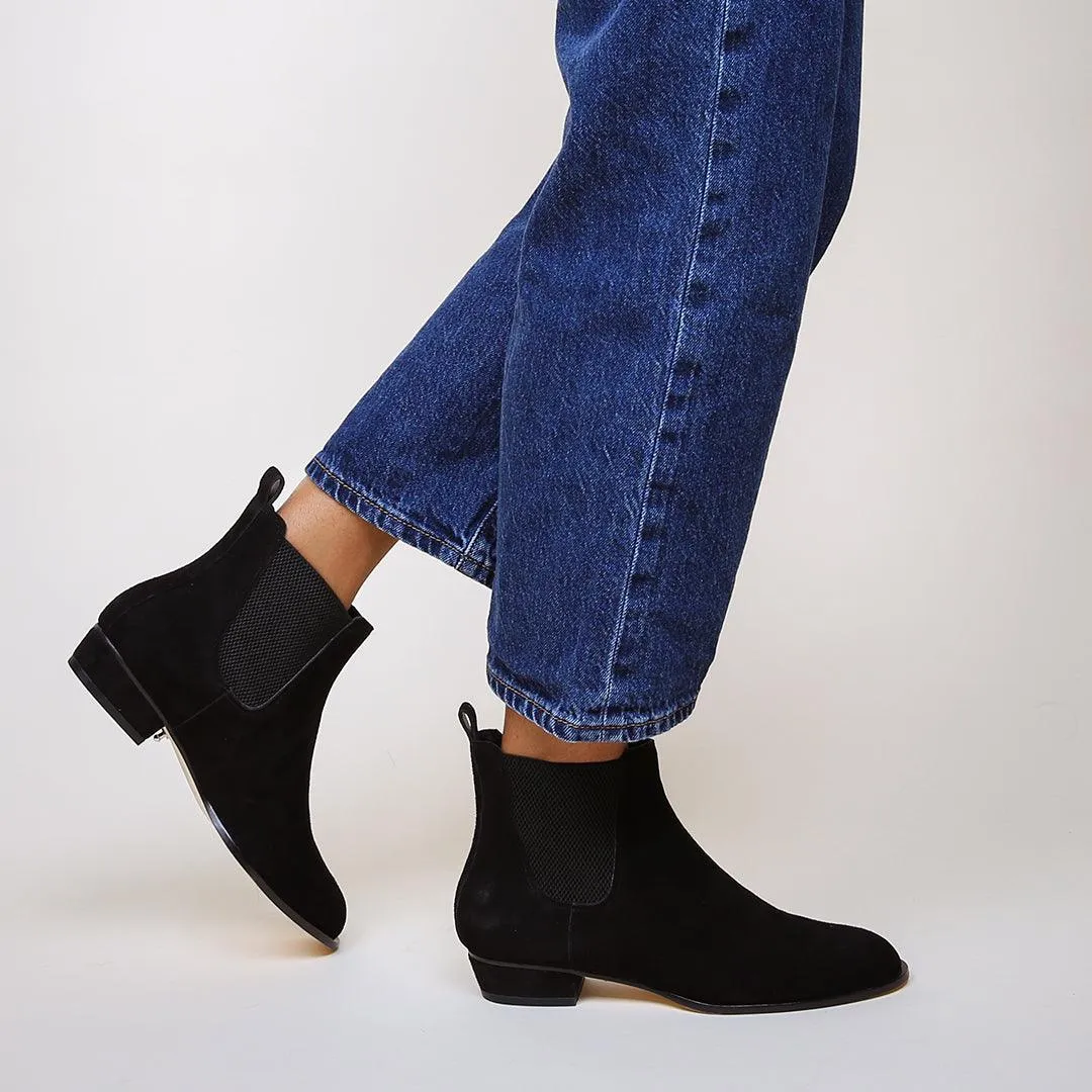 Black Suede Chelsea Boot