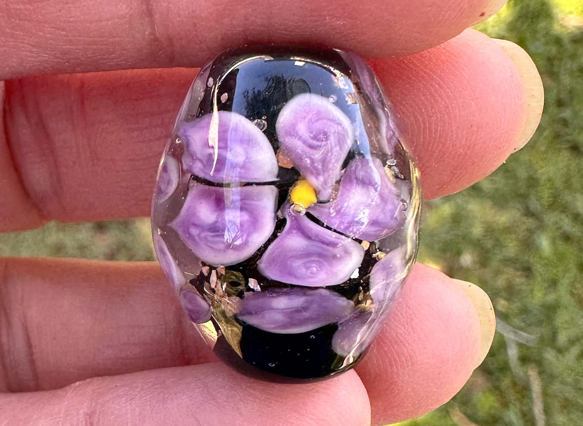 Blooming Floral Trio Lampwork Focal Bead SRA