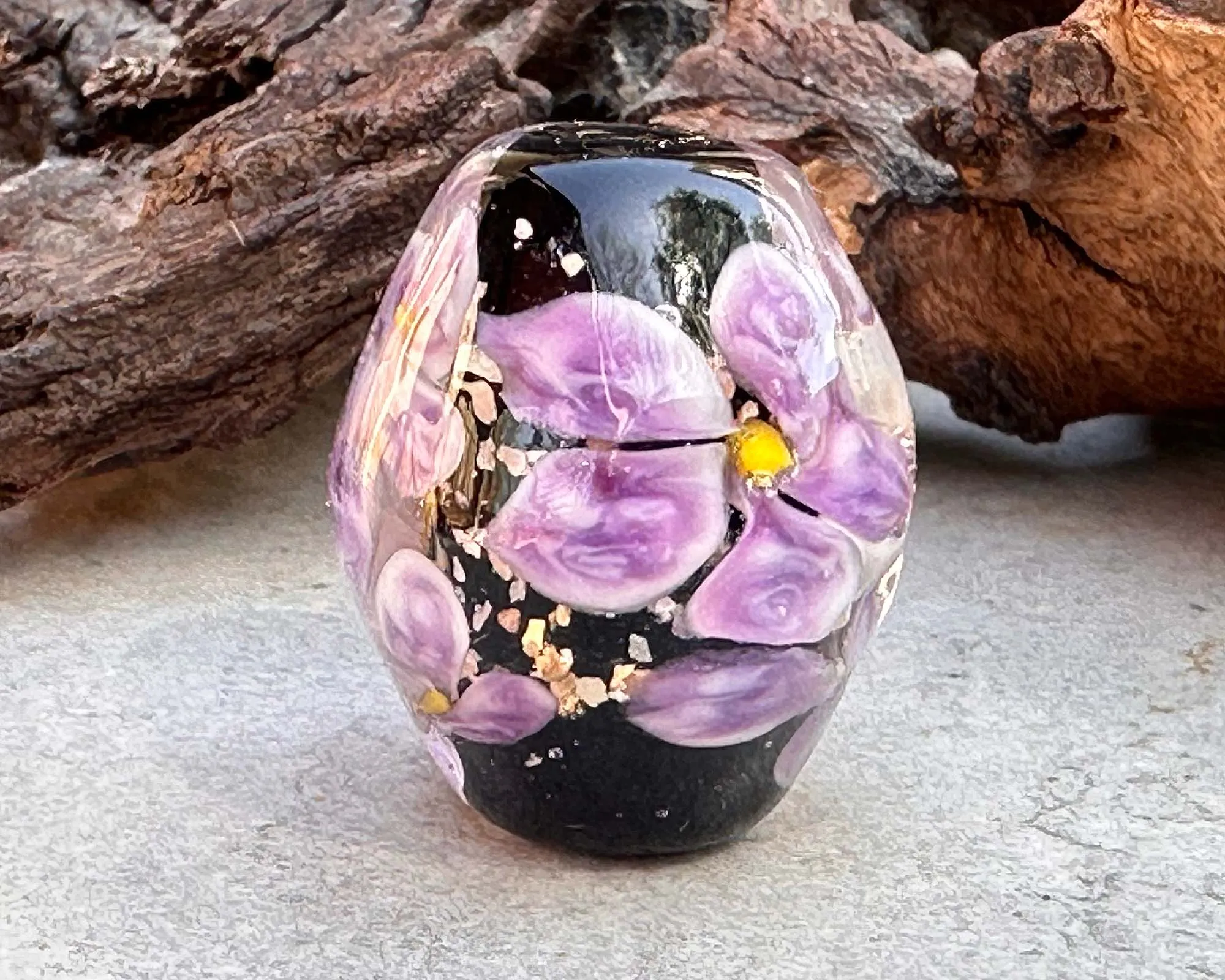 Blooming Floral Trio Lampwork Focal Bead SRA