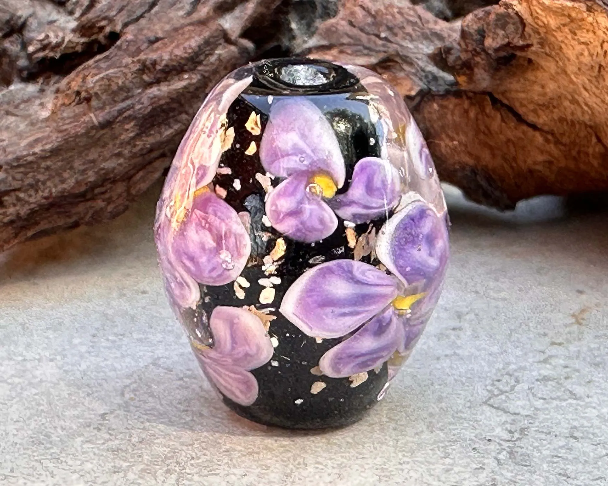 Blooming Floral Trio Lampwork Focal Bead SRA