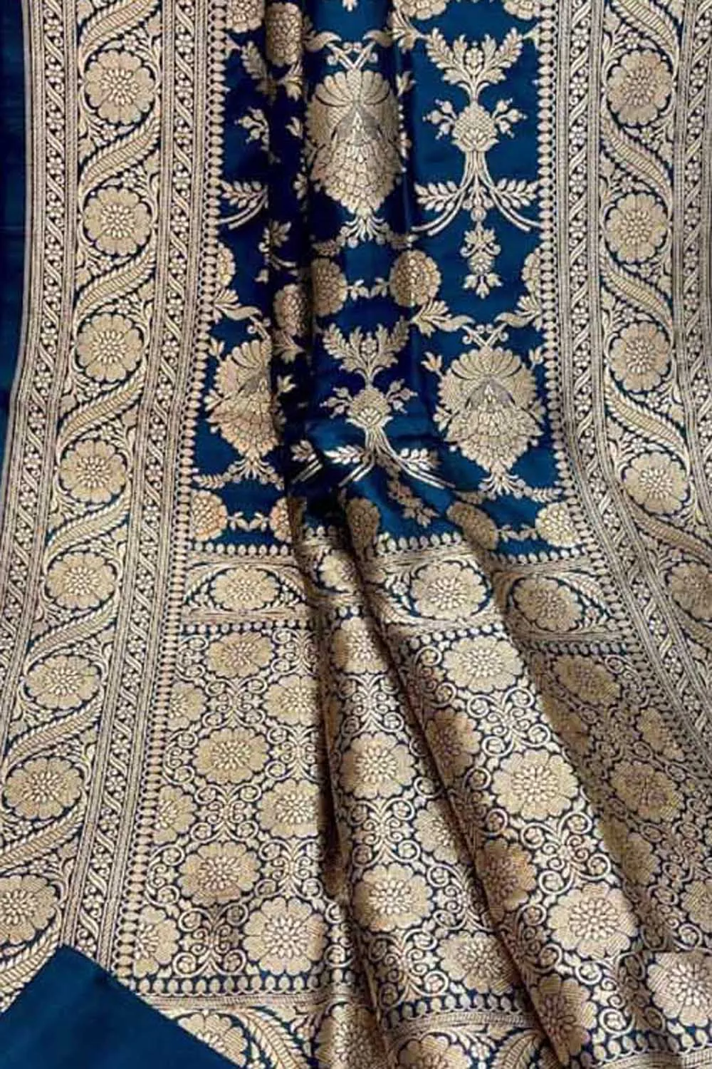 Blue Banarasi Handloom Pure Katan Silk Saree