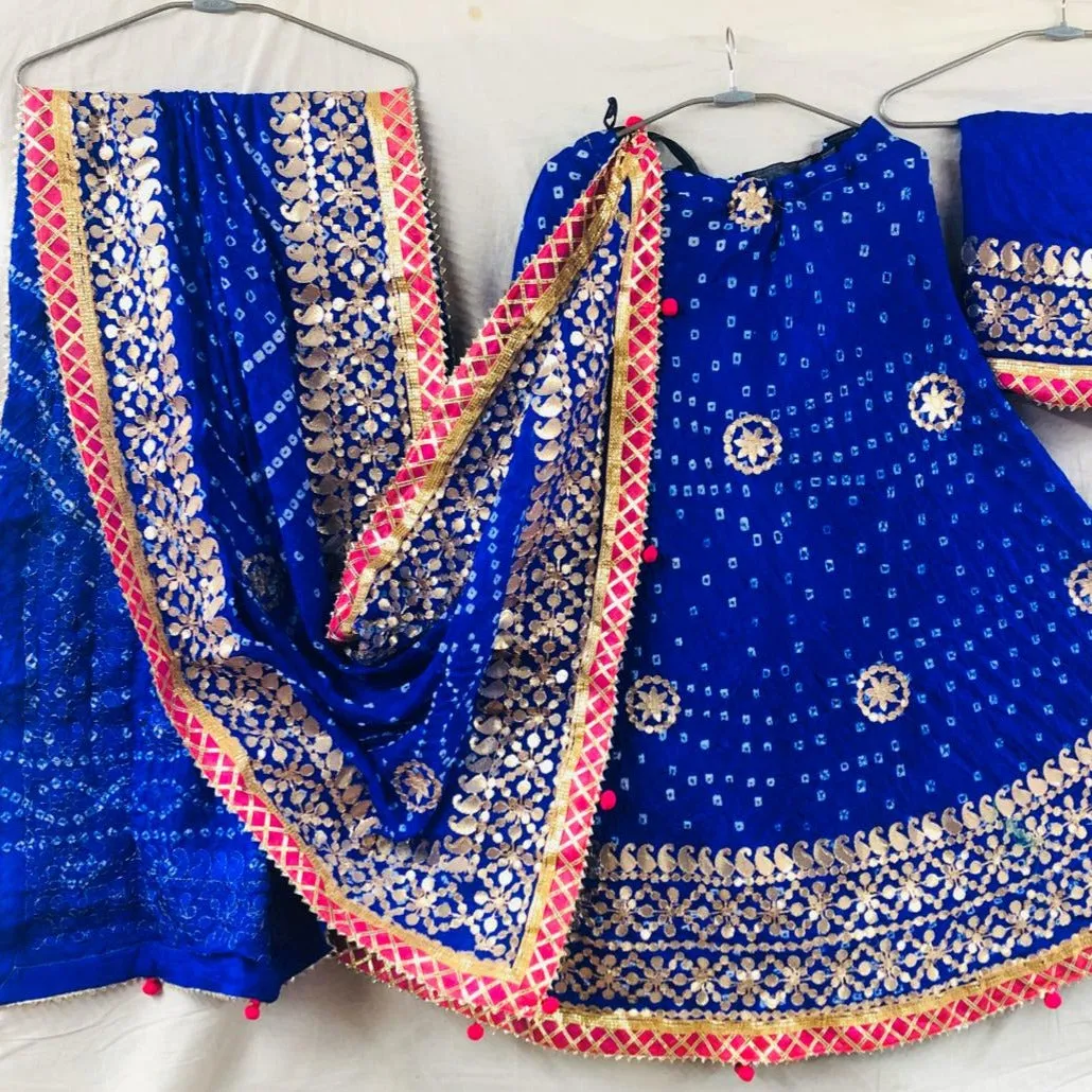 Blue Bandhej Lehenga Chunni