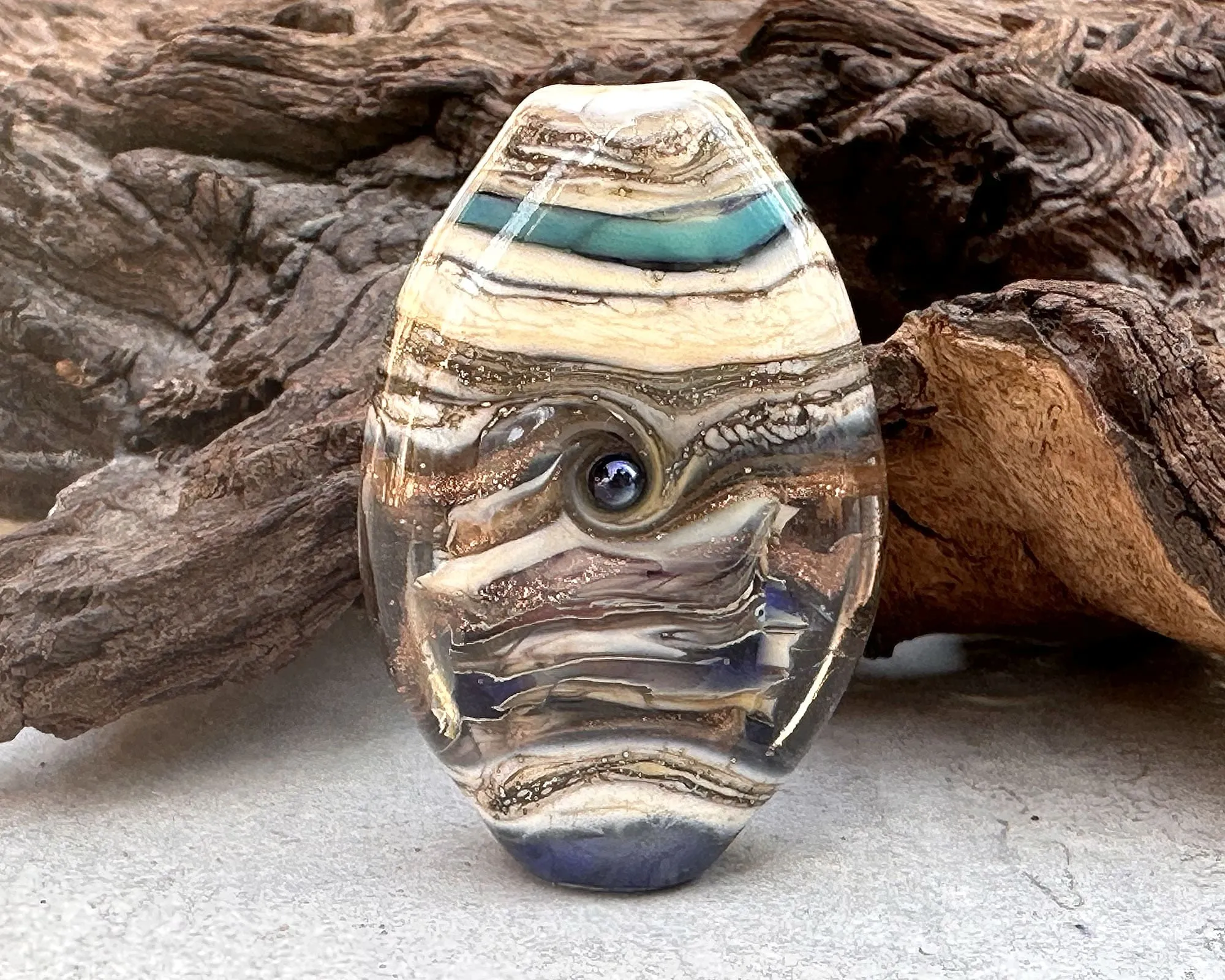 Blue Organic Lampwork Focal Bead SRA