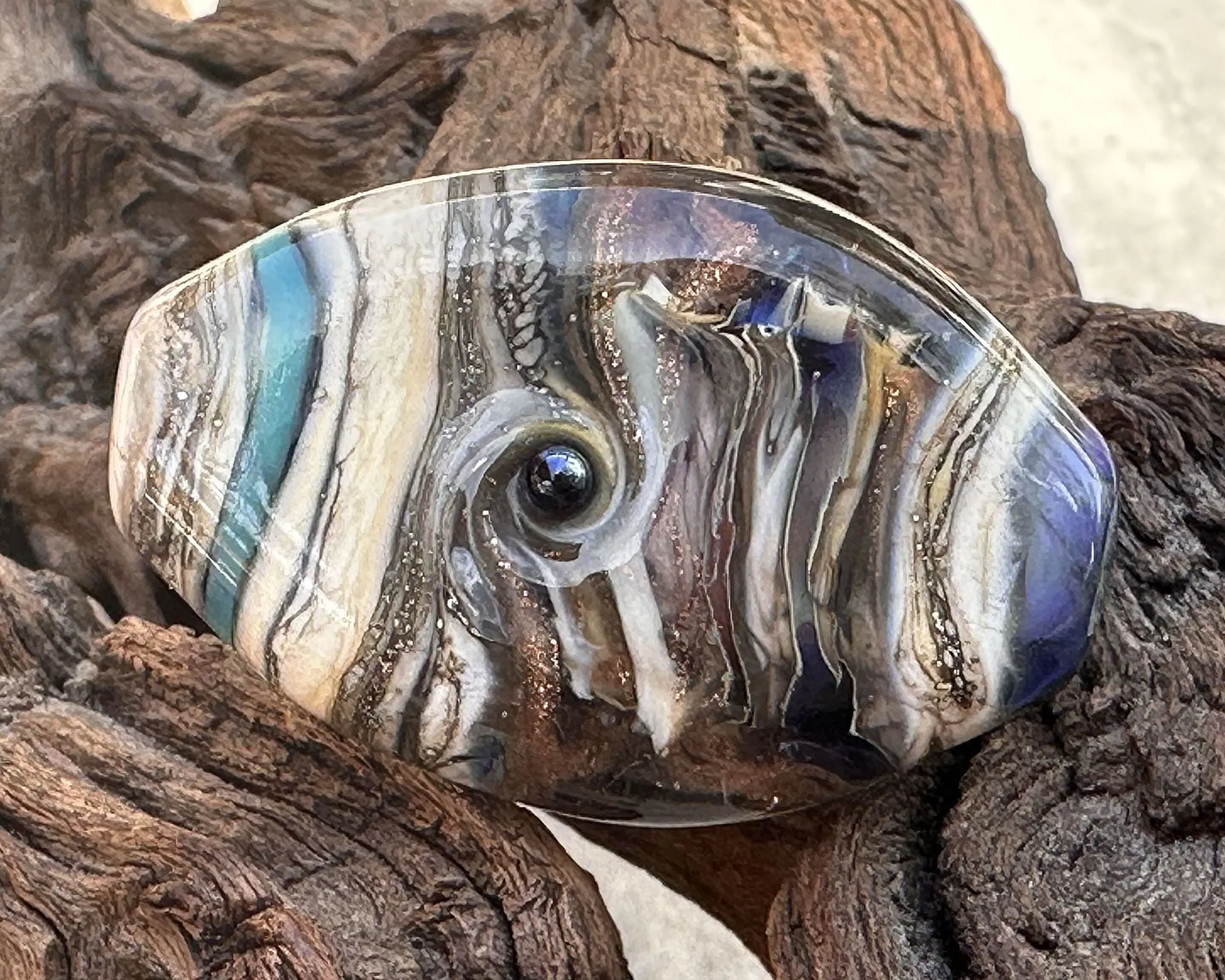 Blue Organic Lampwork Focal Bead SRA