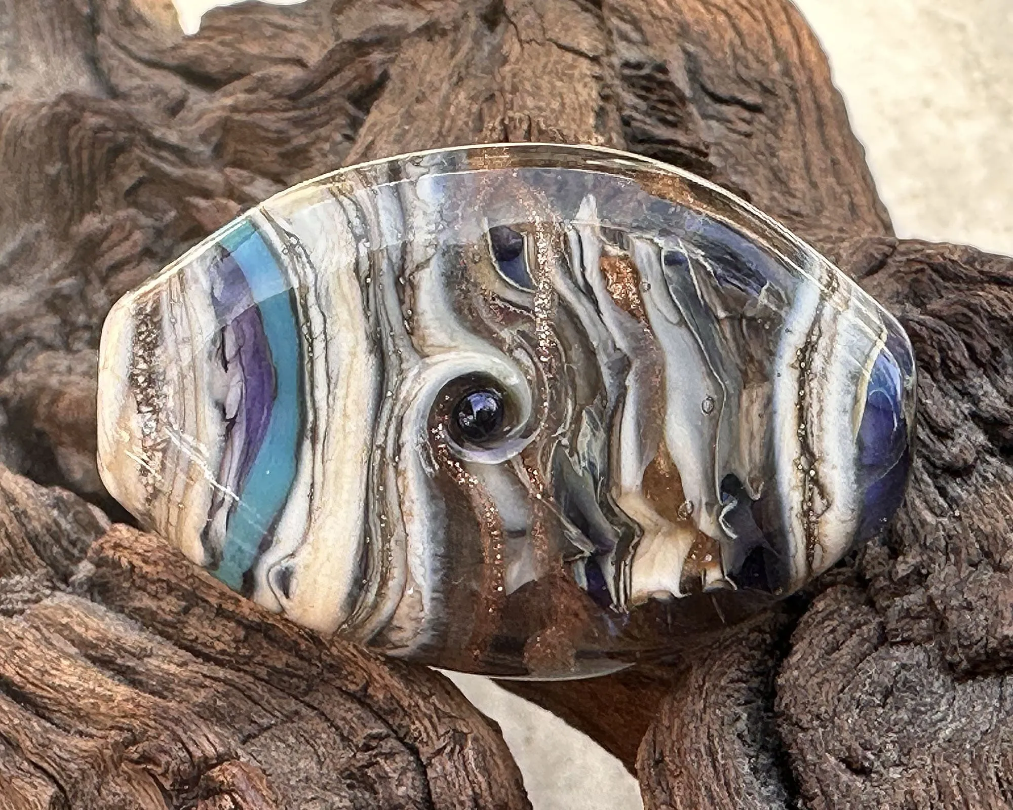 Blue Organic Lampwork Focal Bead SRA