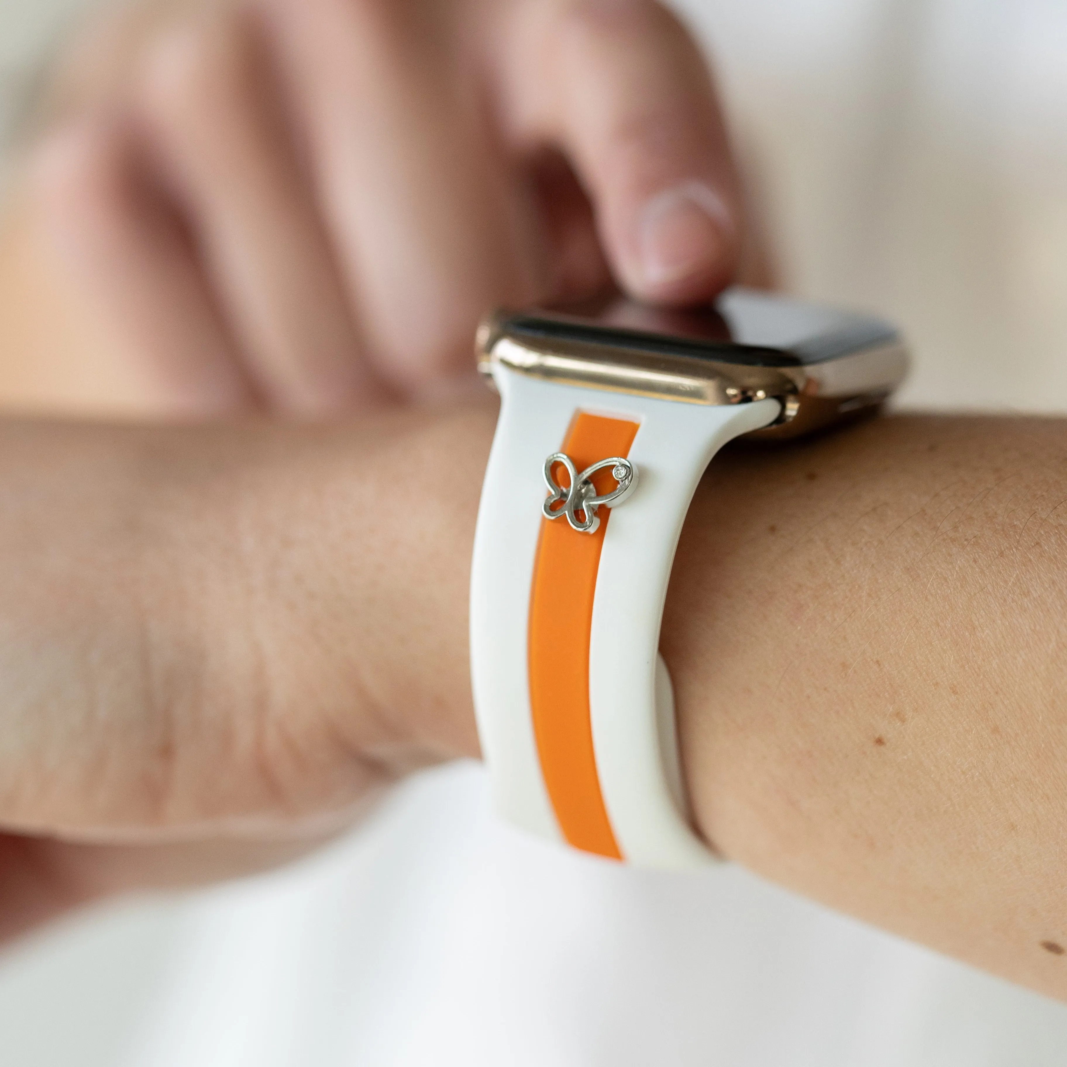 Chasing Butterflies 🦋White & Orange Smart Watch Band