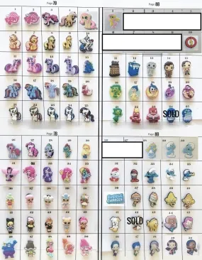 Clearance Shoe charms cartoon and movie themed, random, pony, lol, trolls, more