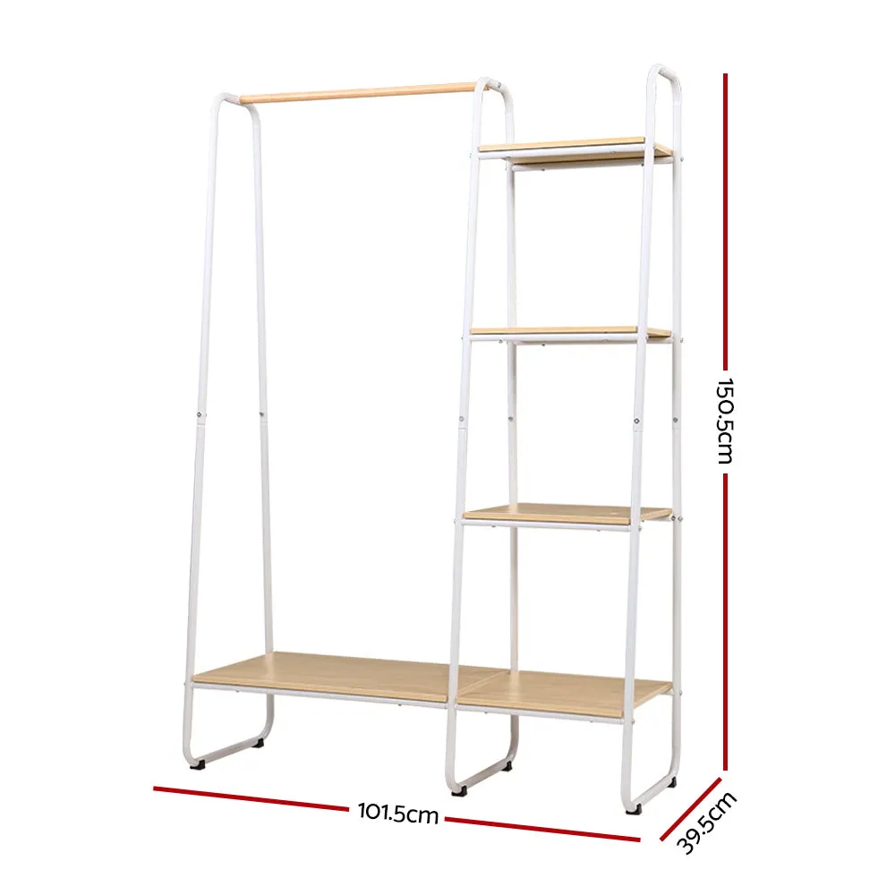 Closet Storage Rack Clothes Hanger Shelf Garment Rail Stand Wardrobe Organiser White