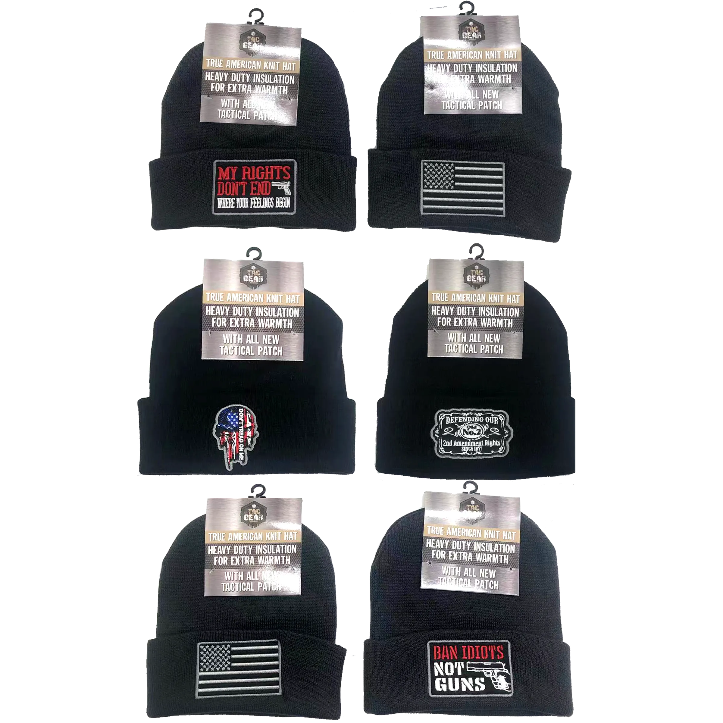 Cuffed Knit Hat Beanie with Tac Gear Patch - 6 Pieces Per Retail Ready Display 23504