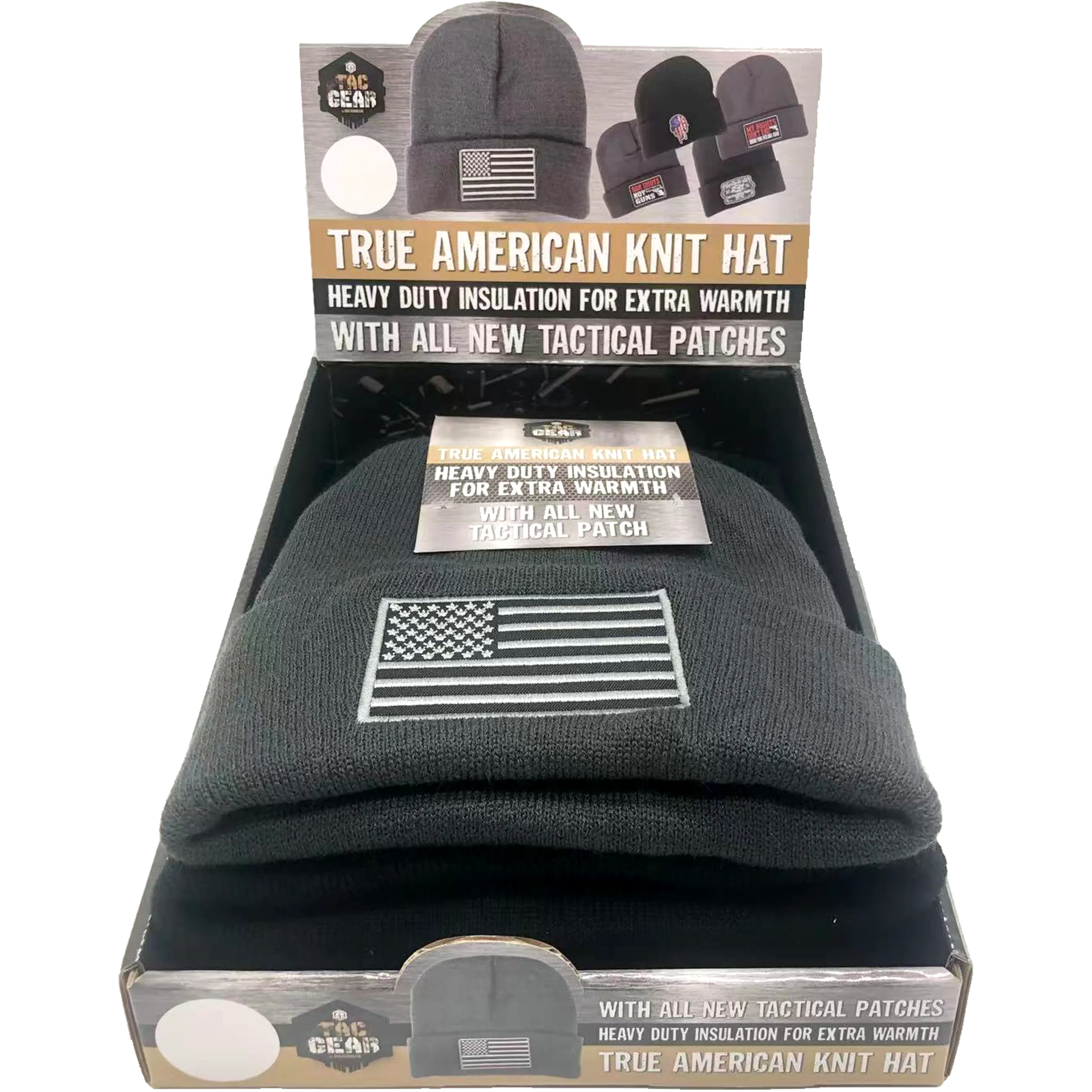 Cuffed Knit Hat Beanie with Tac Gear Patch - 6 Pieces Per Retail Ready Display 23504