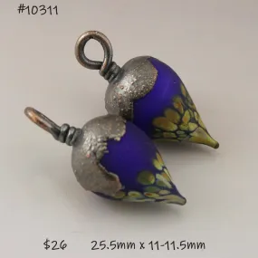 Dark Blue Etched Raku Drops with Copper Electroforming