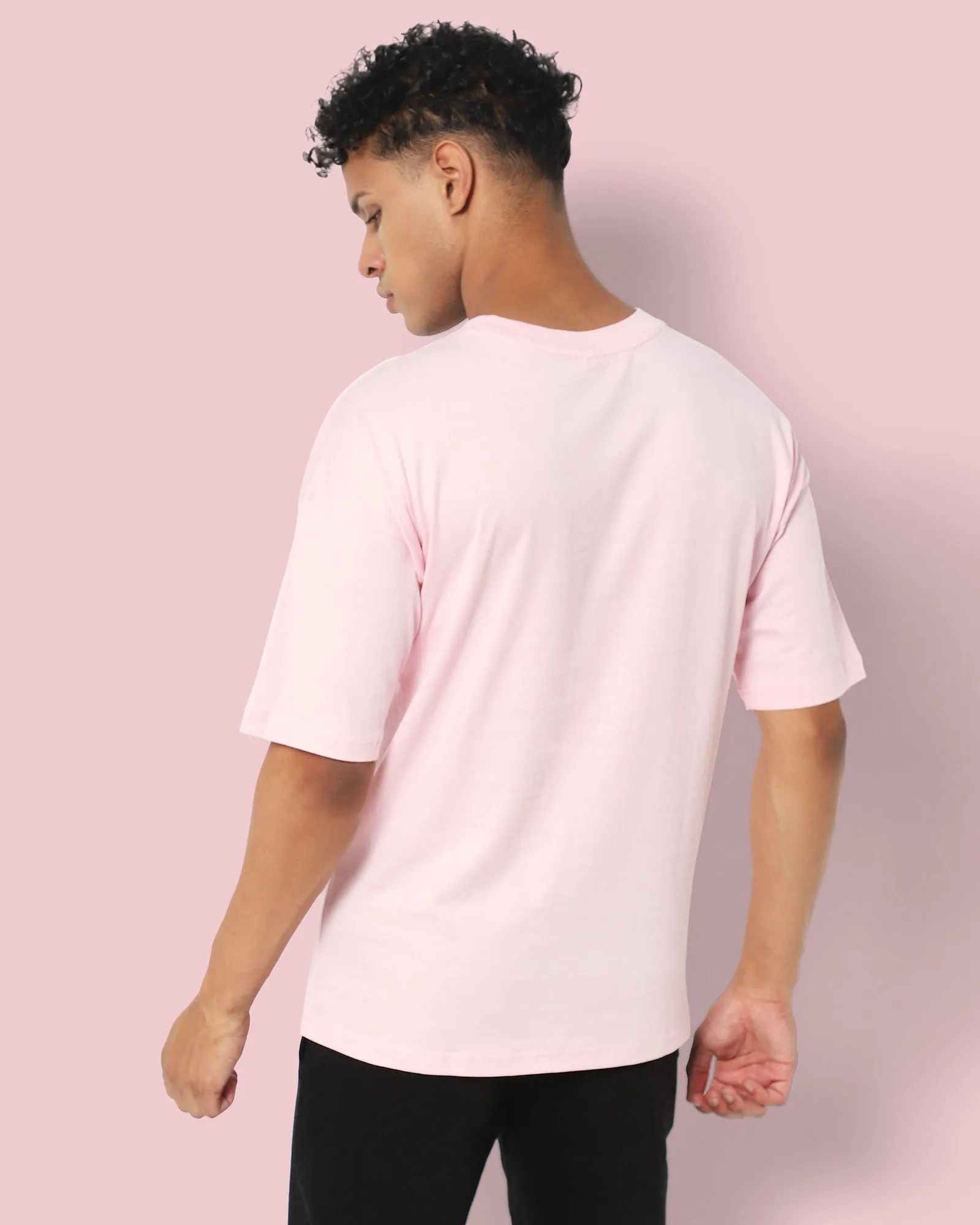 Drop Shoulder HW Crew Tee: Baby Pink