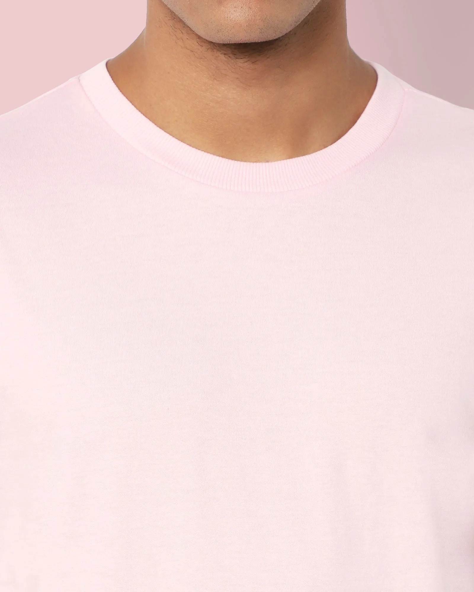 Drop Shoulder HW Crew Tee: Baby Pink