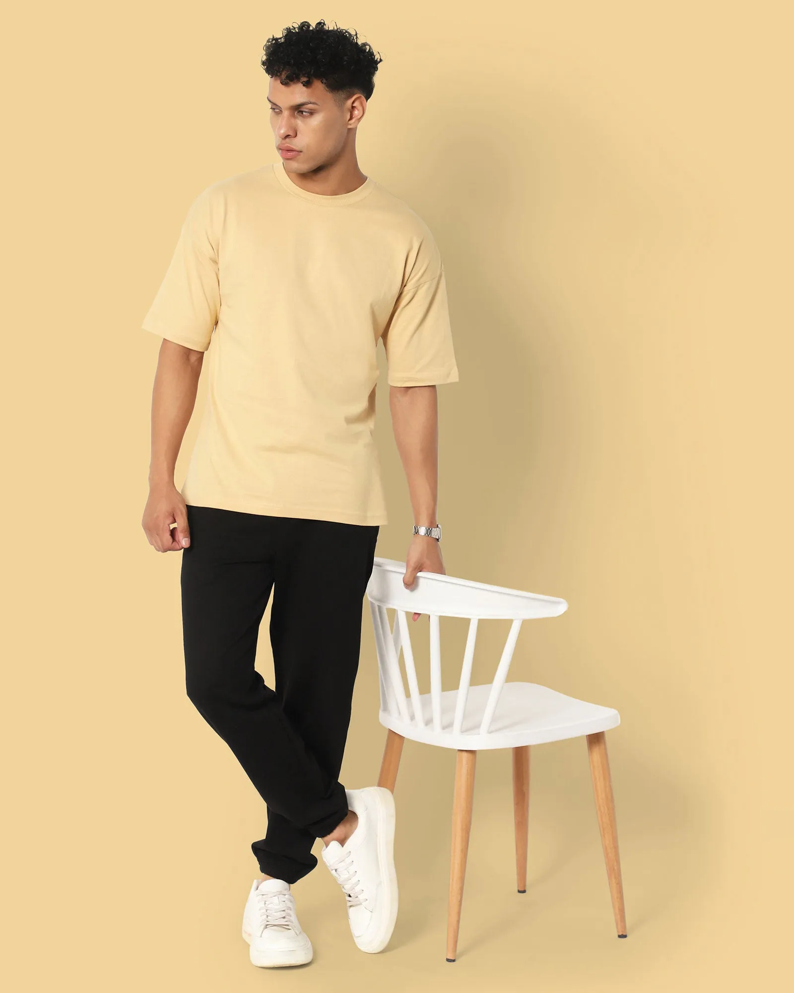 Drop Shoulder HW Crew Tee: Butterscotch