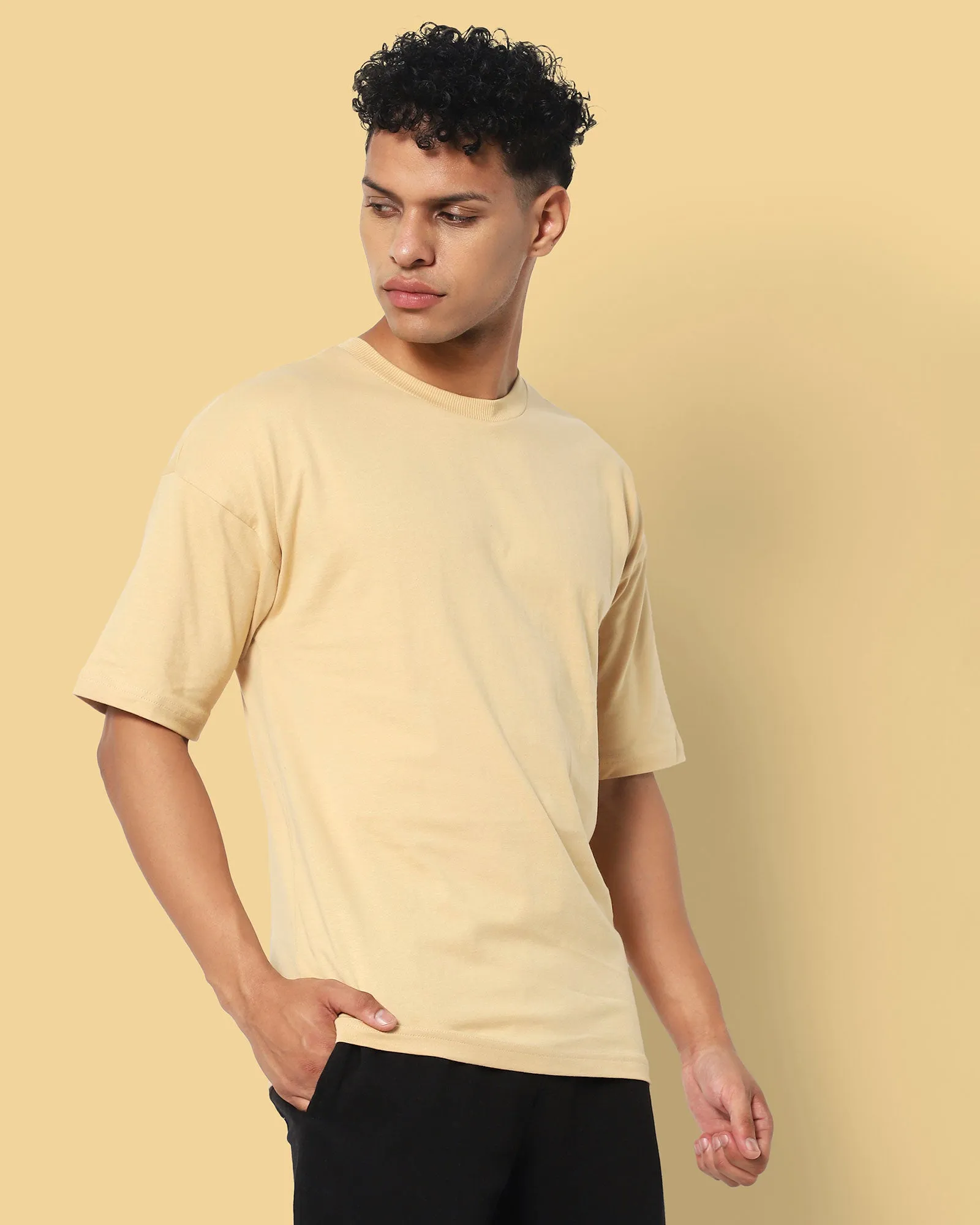 Drop Shoulder HW Crew Tee: Butterscotch