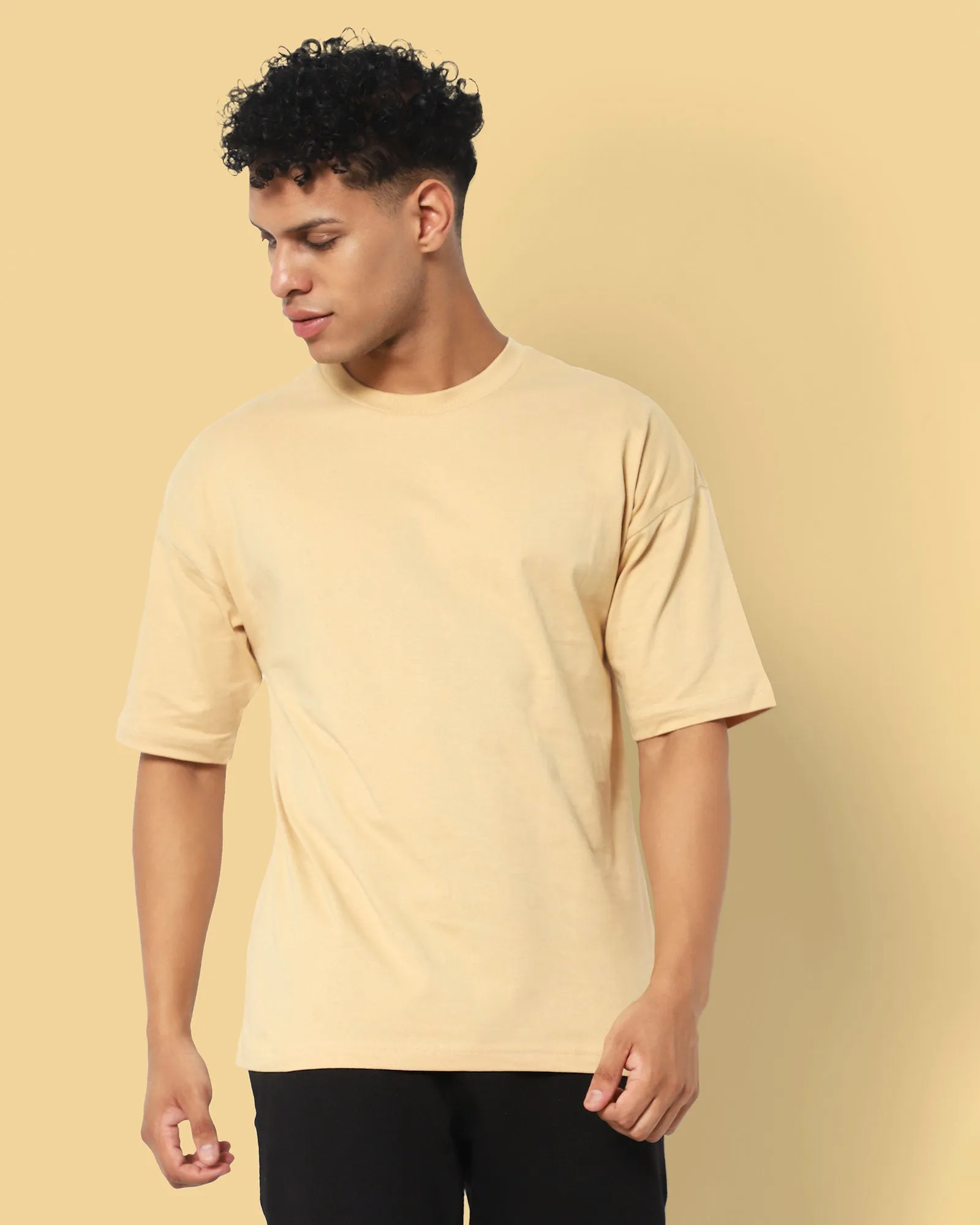 Drop Shoulder HW Crew Tee: Butterscotch