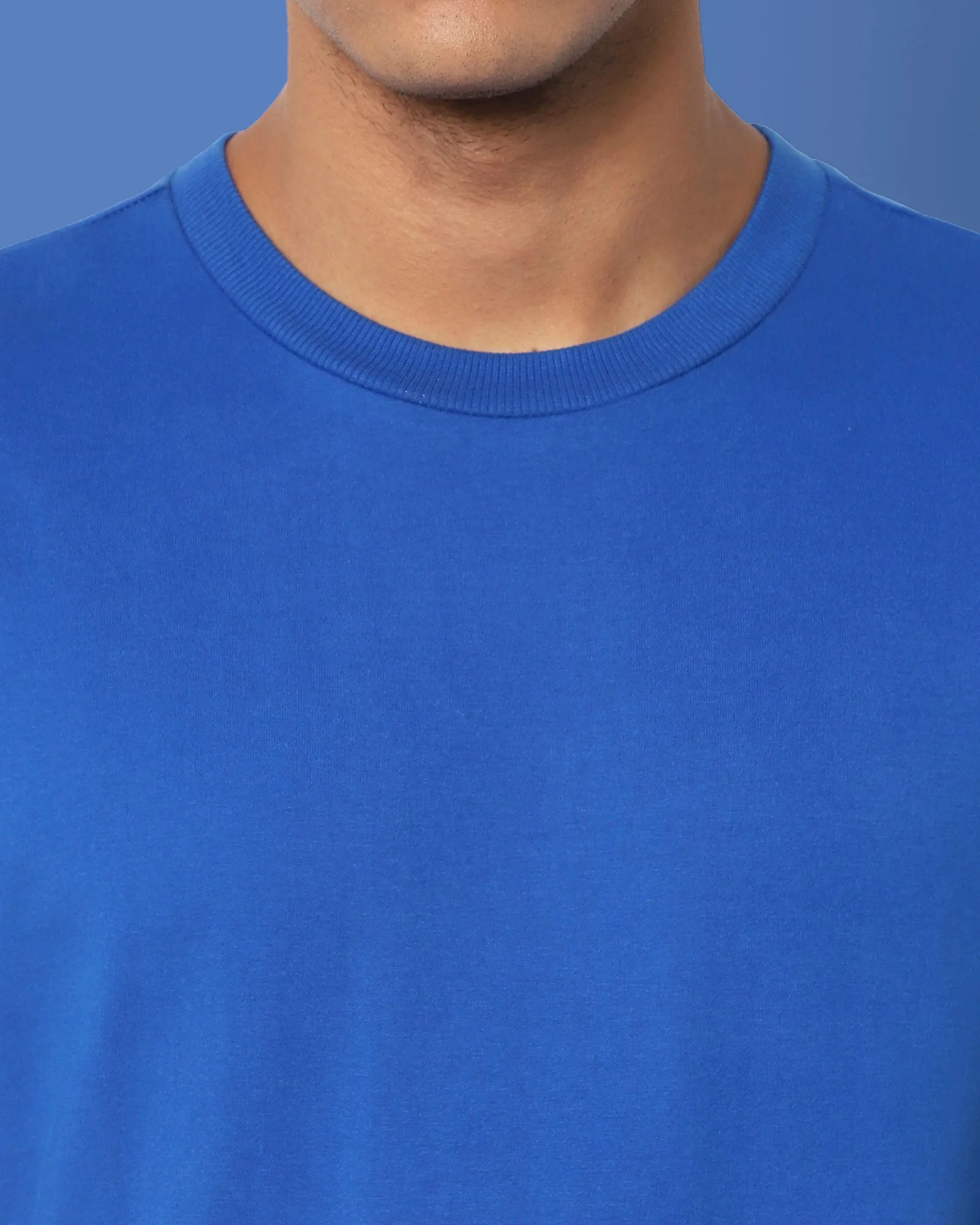 Drop Shoulder HW Crew Tee: Cerulean