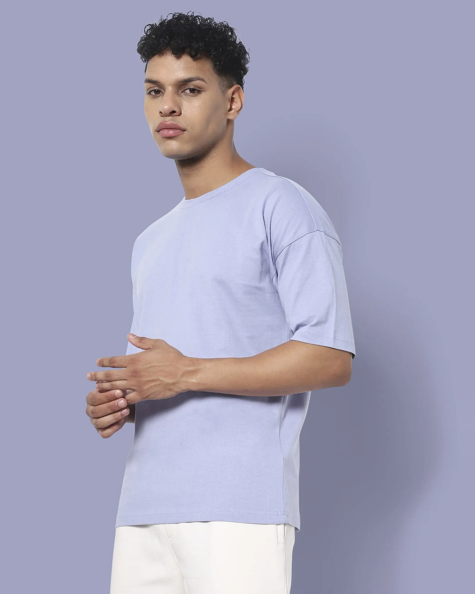 Drop Shoulder HW Crew Tee: Periwinkle