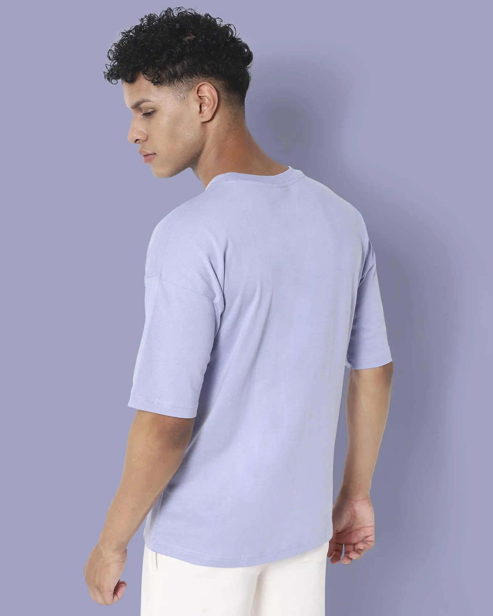 Drop Shoulder HW Crew Tee: Periwinkle