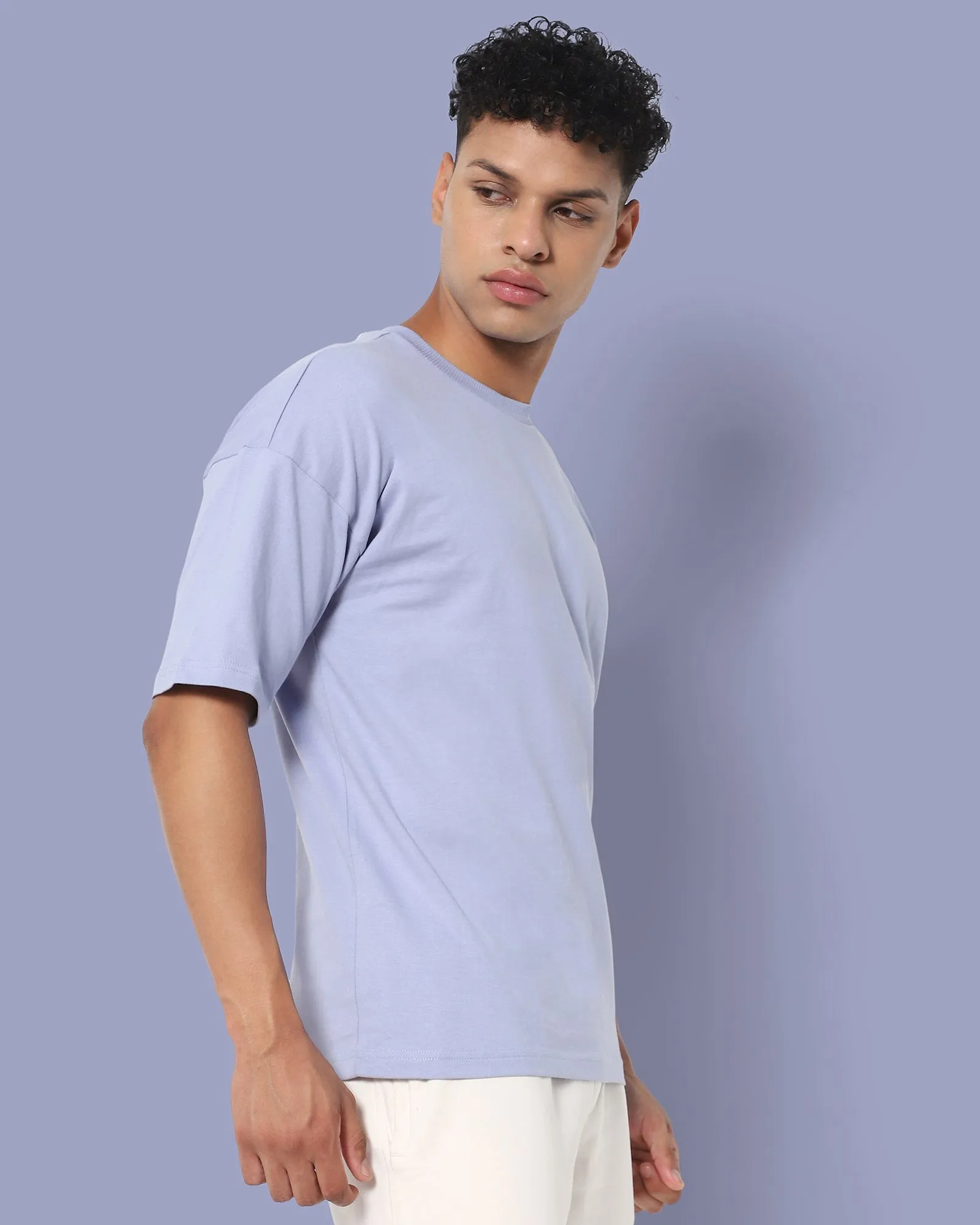 Drop Shoulder HW Crew Tee: Periwinkle