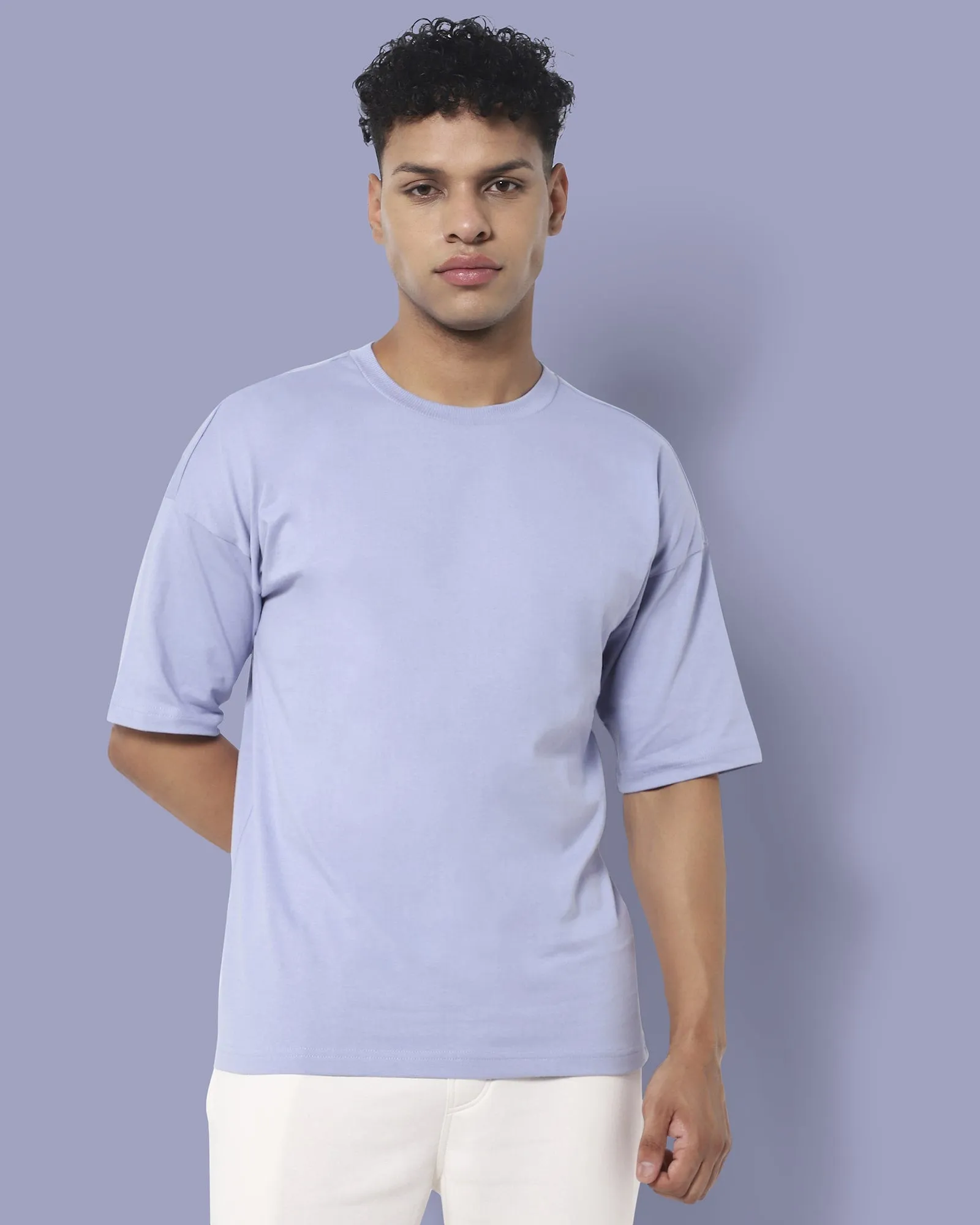 Drop Shoulder HW Crew Tee: Periwinkle