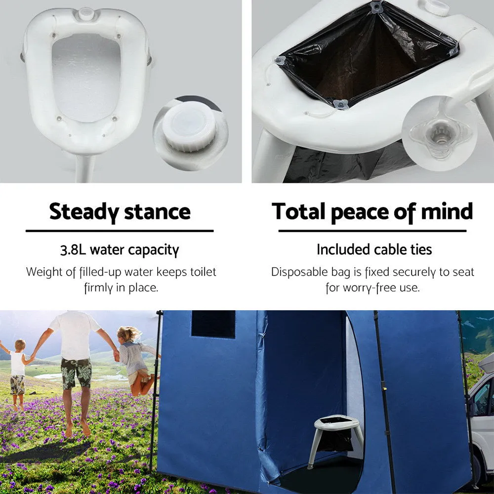 Durable Folding Camping Toilet with 10 Bags, Weisshorn