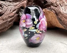 Elegant Pink Floral Lampwork Focal Bead SRA