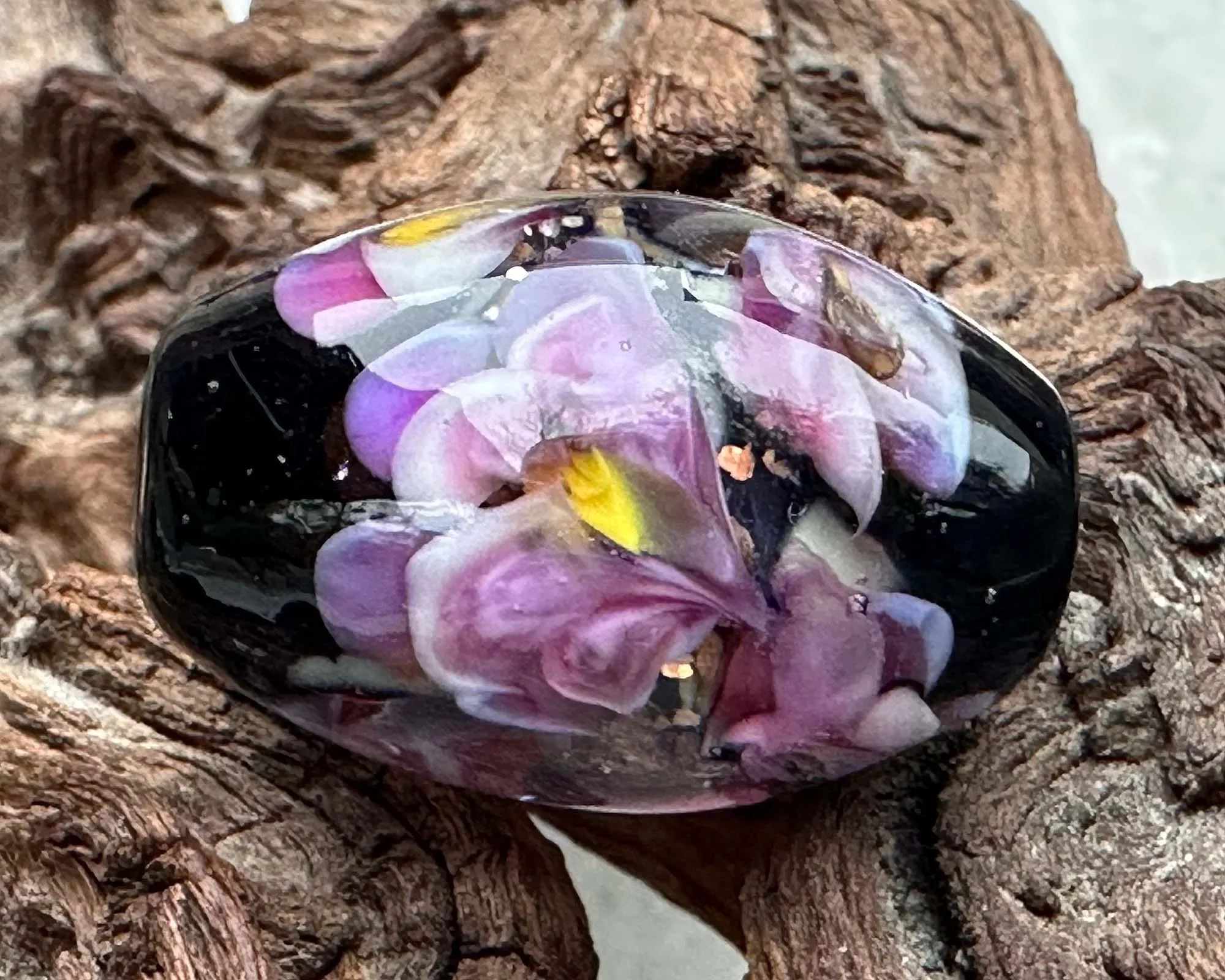 Elegant Pink Floral Lampwork Focal Bead SRA