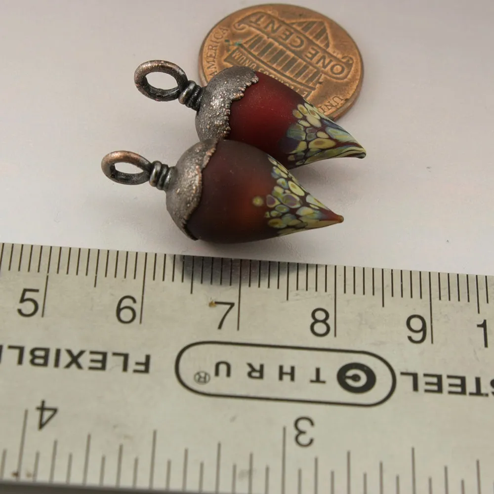 Etched Red Raku Drops with Copper Electroforming