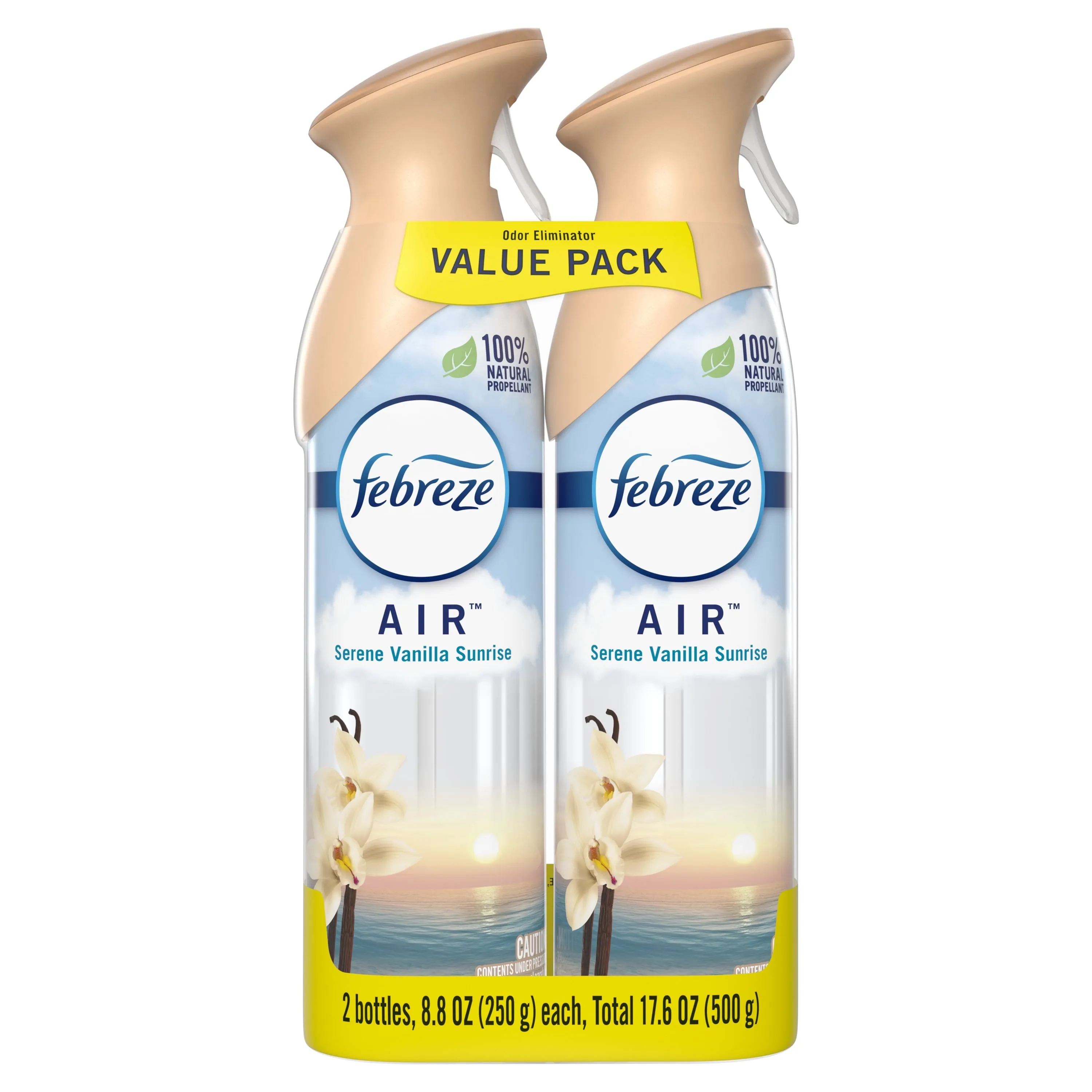 Febreze Air Effects Odor-Fighting Air Freshener Serene Vanilla Sunrise, 8.8 oz. Aerosol Can, Pack of 2