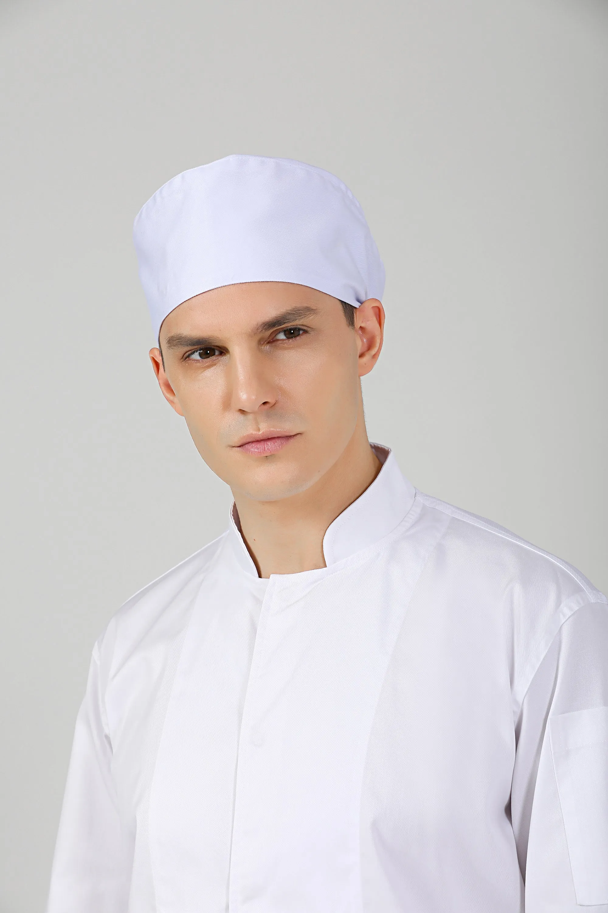 Freesia White Chef Beanie, No Vent